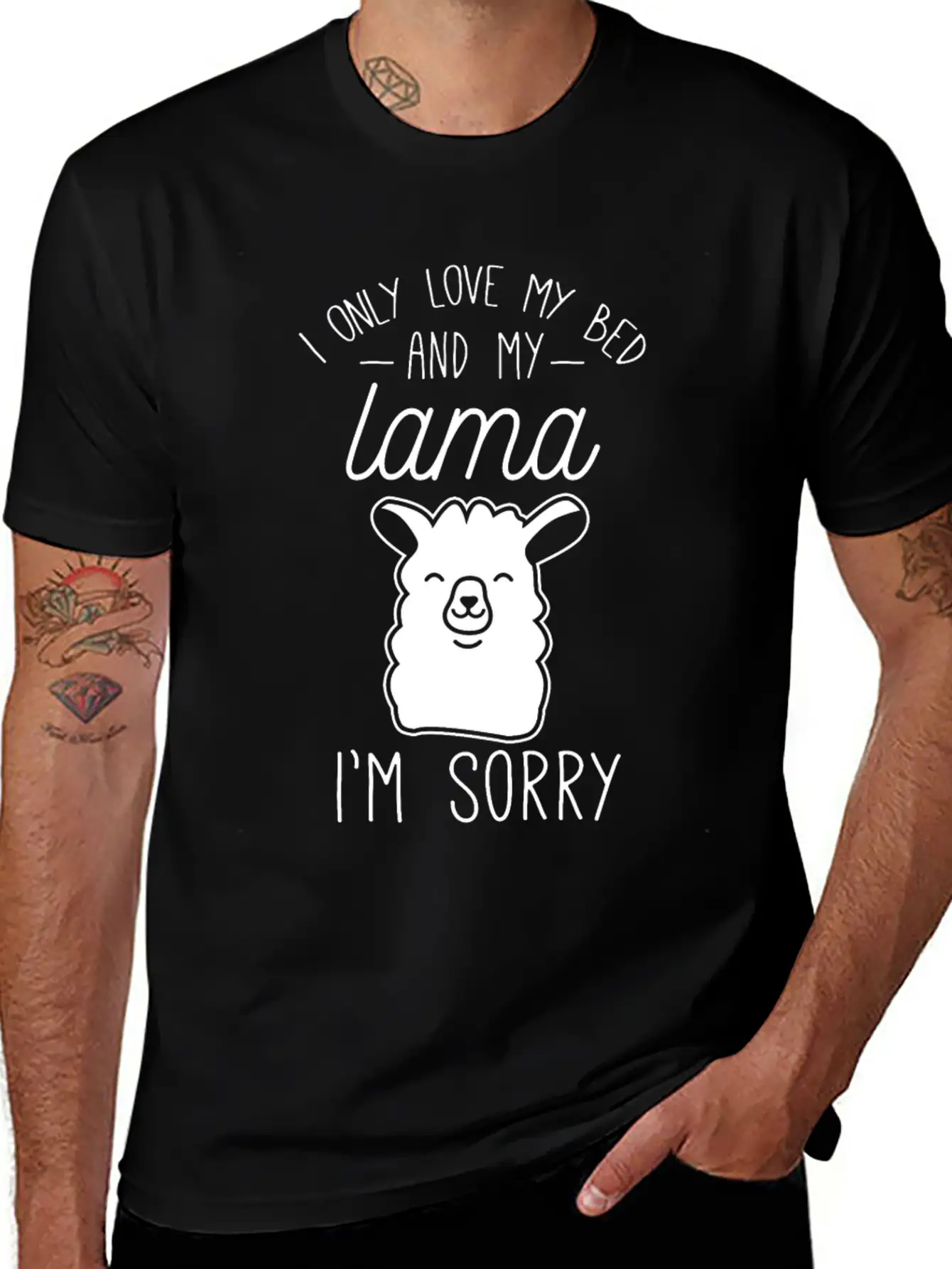 Lama Tired Lazy Sleep Stylish Everyday T-Shirt – Unisex Basic Cotton Tee