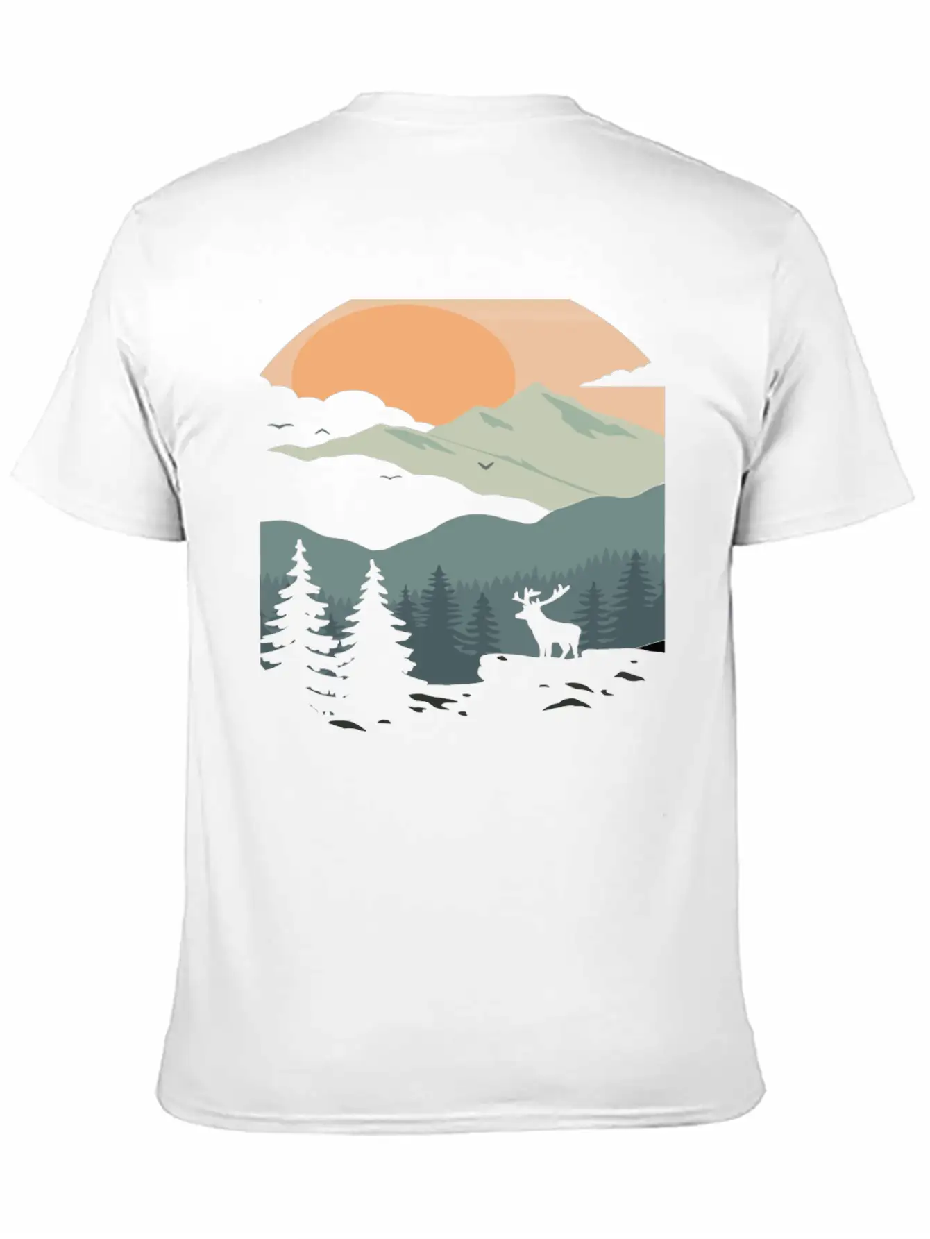 Landscape Mountain Sunset Unisex Short Sleeve Soft Cotton T-Shirt – Casual Everyday Wear