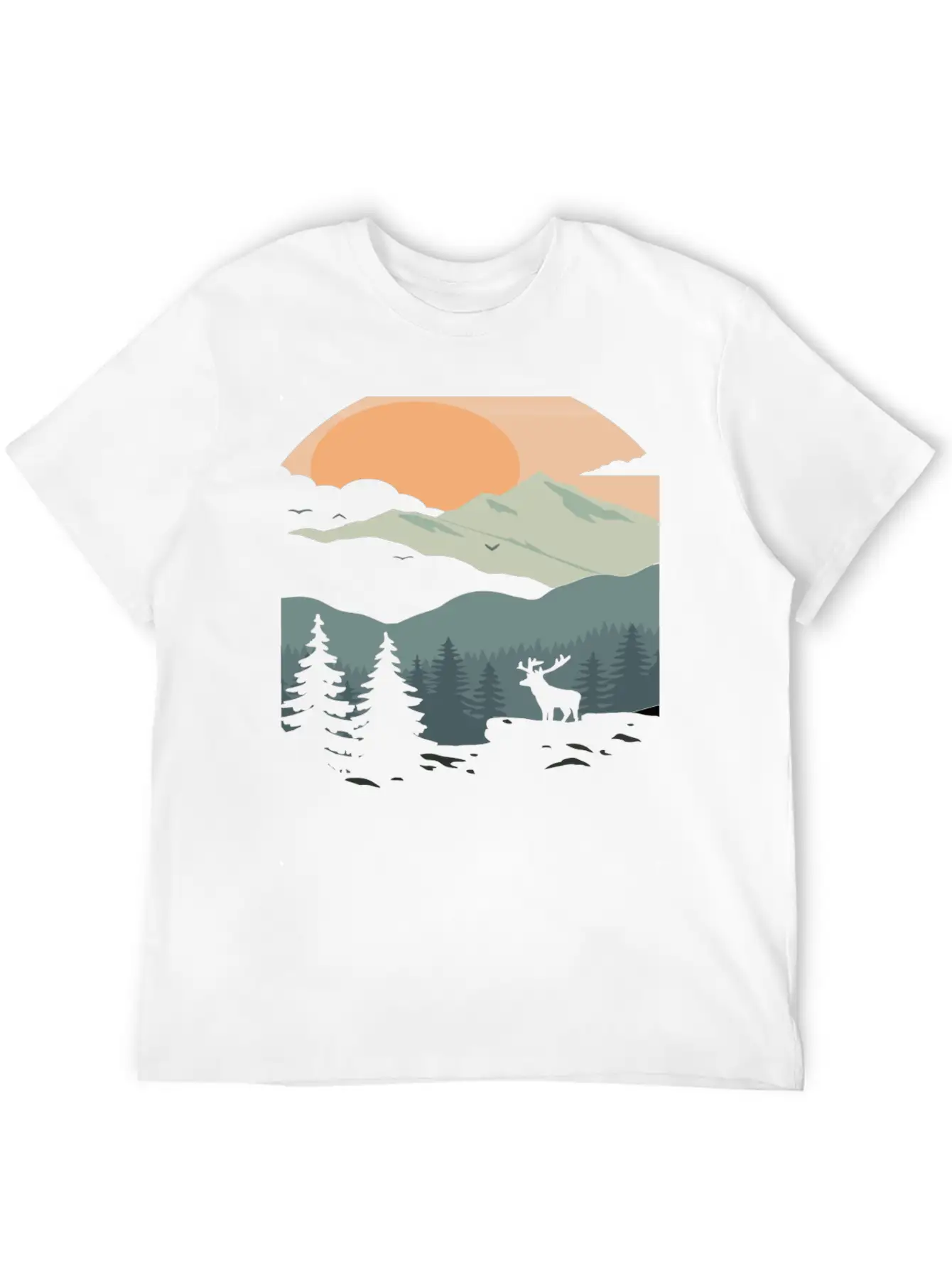 Landscape Mountain Sunset Unisex Short Sleeve Soft Cotton T-Shirt – Casual Everyday Wear