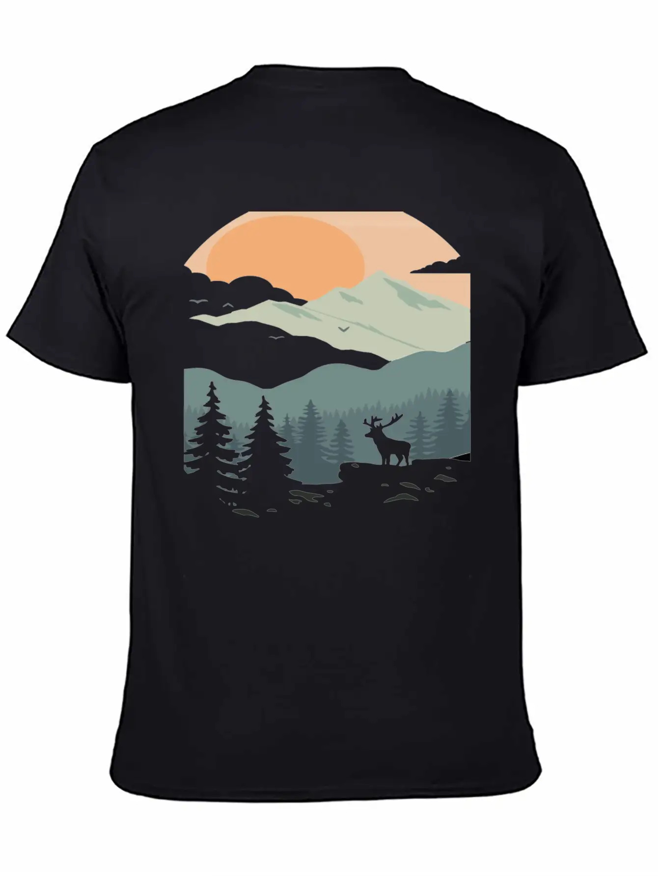 Landscape Mountain Sunset Unisex Short Sleeve Soft Cotton T-Shirt – Casual Everyday Wear