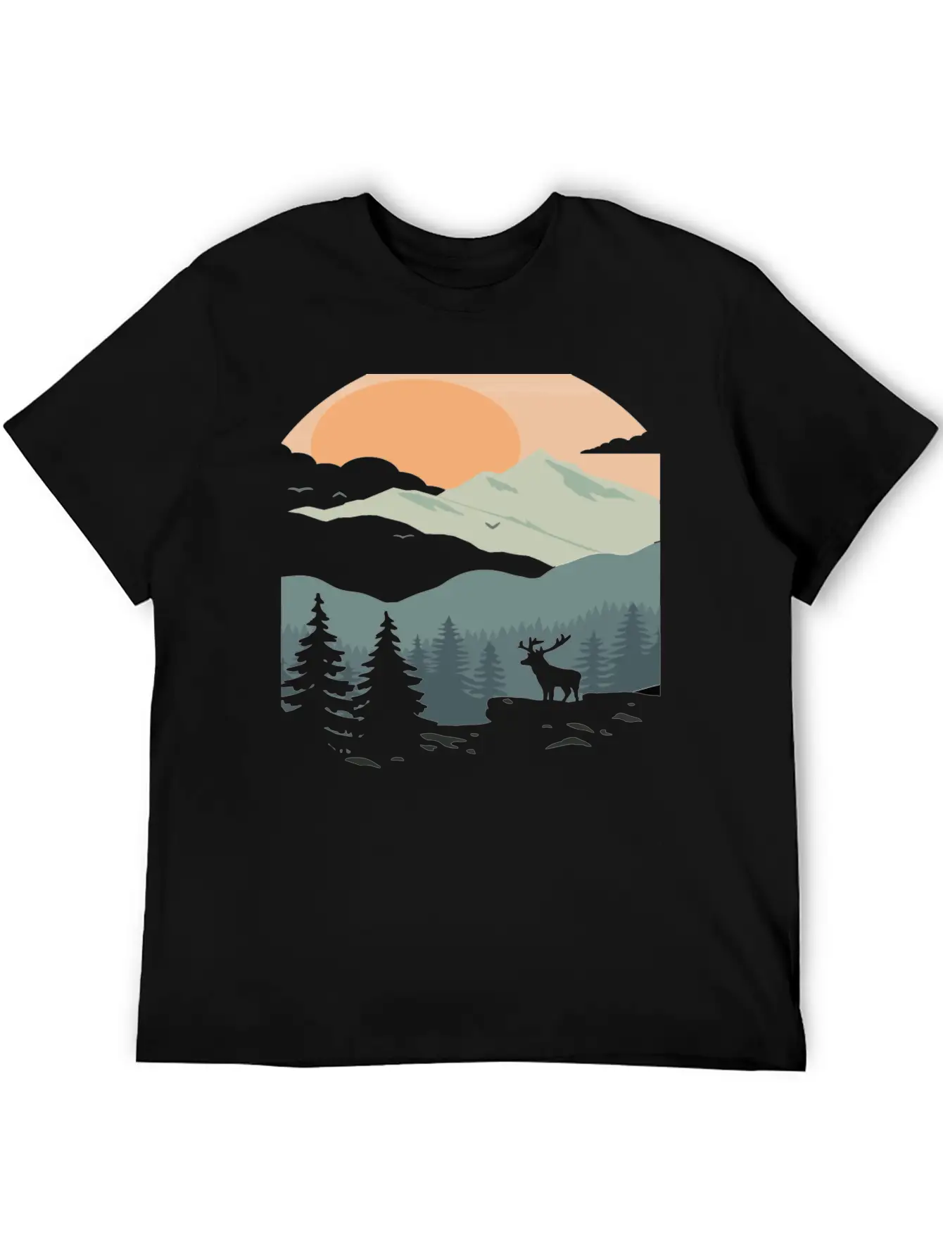 Landscape Mountain Sunset Unisex Short Sleeve Soft Cotton T-Shirt – Casual Everyday Wear