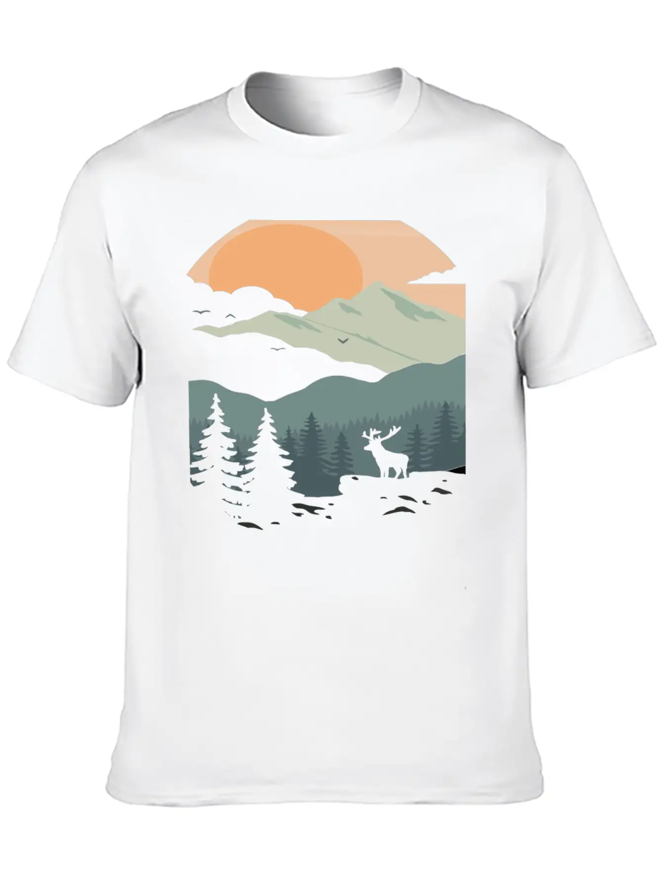 Landscape Mountain Sunset Unisex Short Sleeve Soft Cotton T-Shirt – Casual Everyday Wear