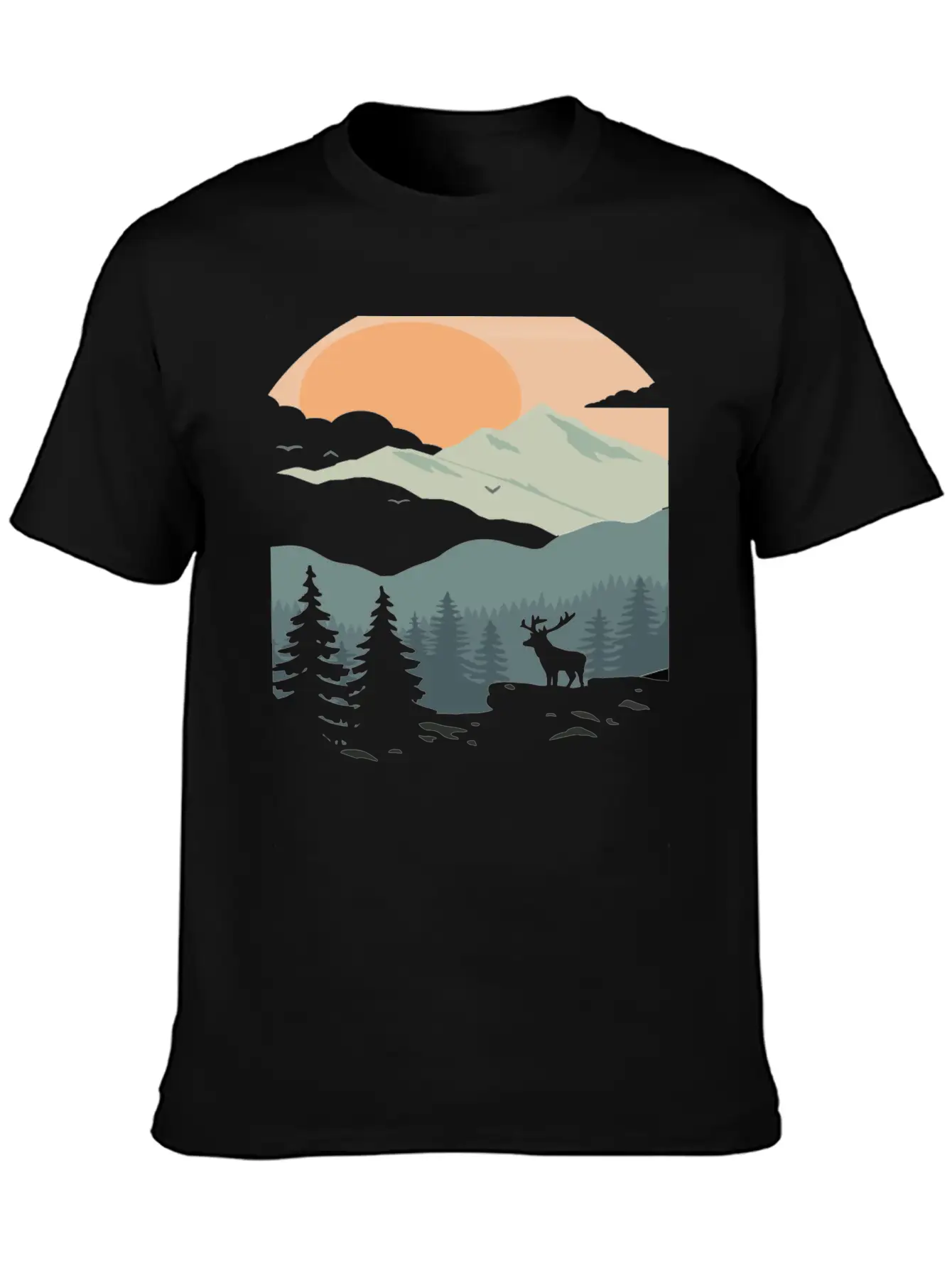 Landscape Mountain Sunset Unisex Short Sleeve Soft Cotton T-Shirt – Casual Everyday Wear