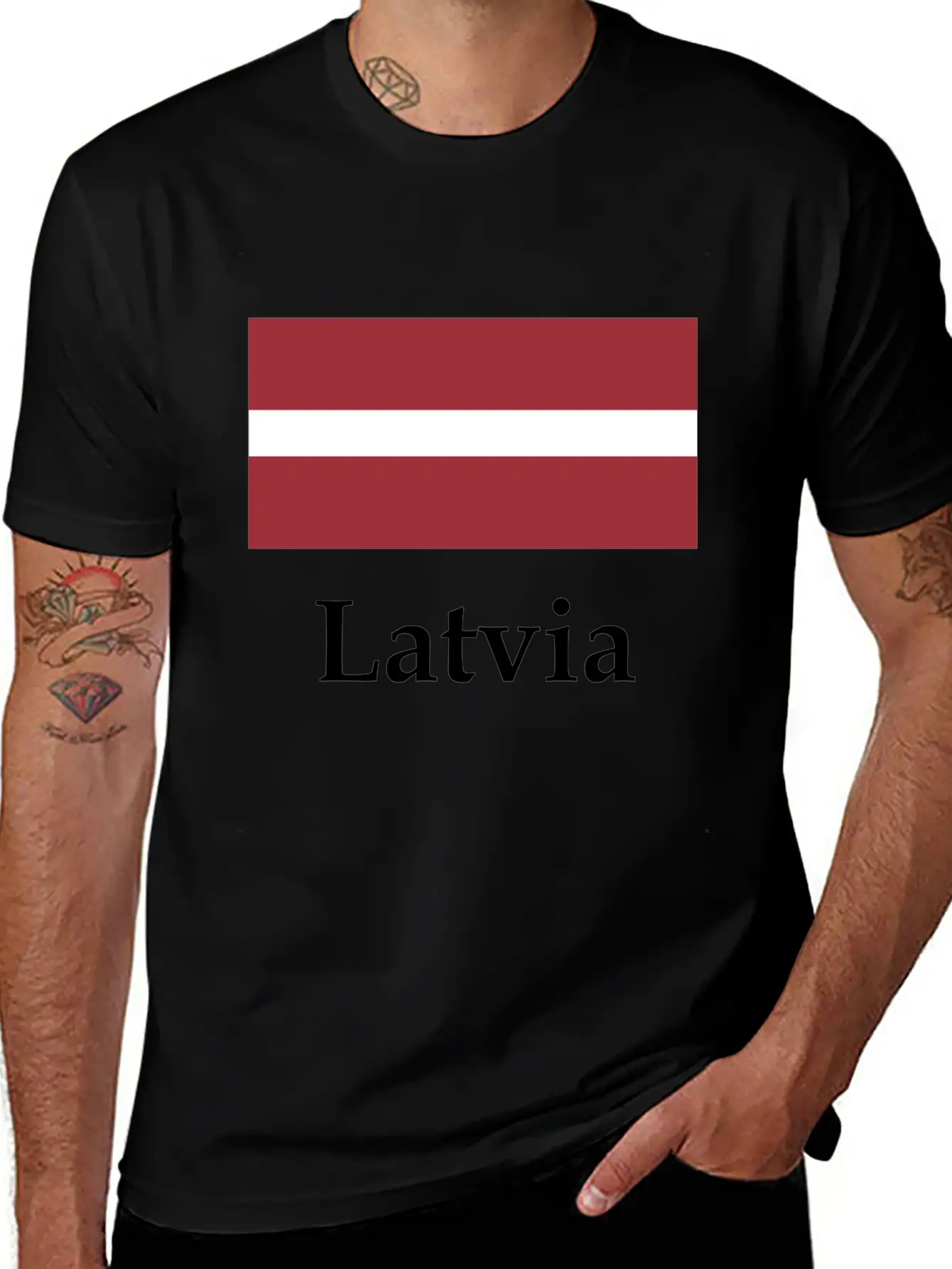 Latvia Flag Stylish Everyday T-Shirt – Unisex Basic Cotton Tee