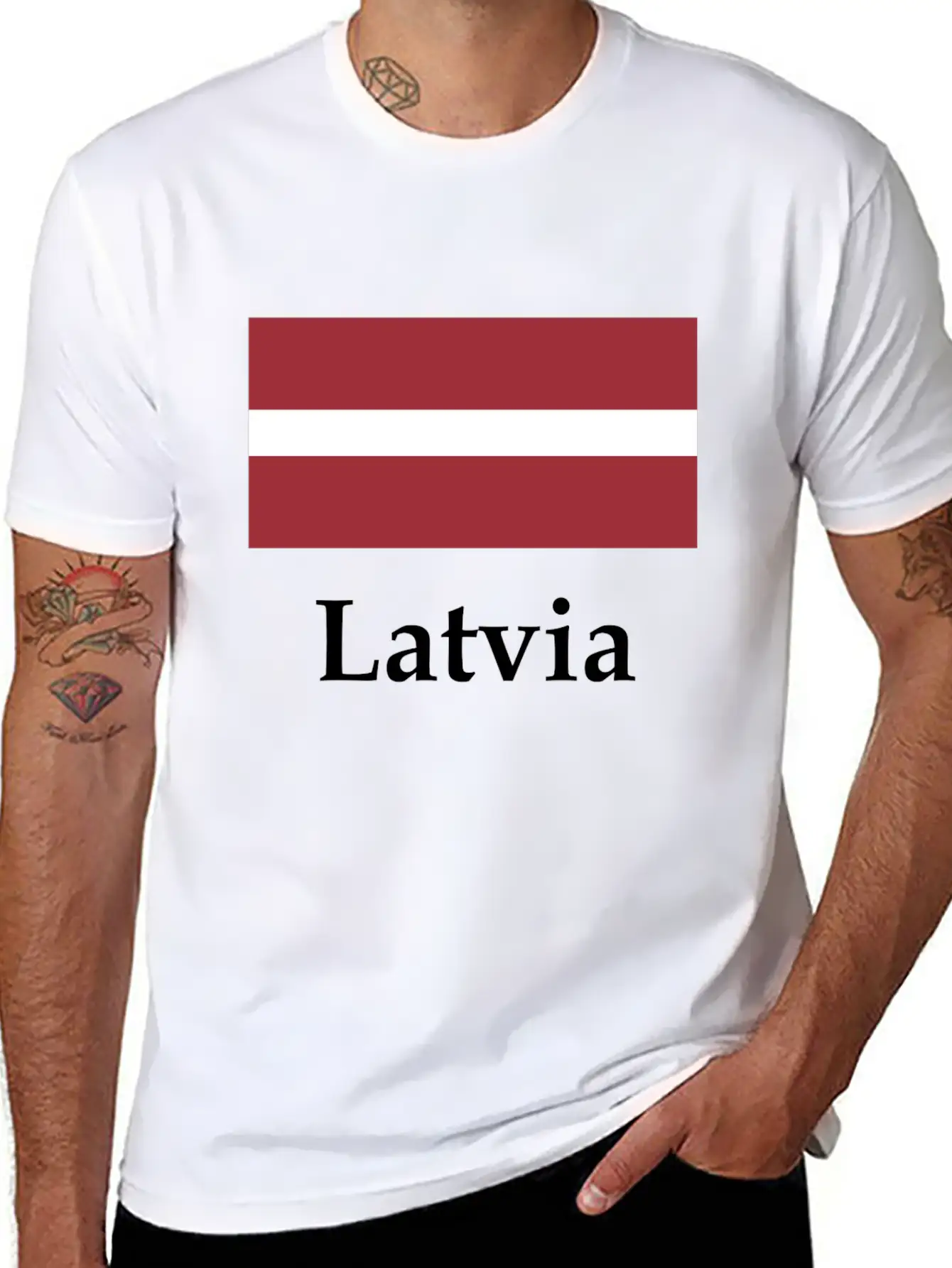 Latvia Flag Stylish Everyday T-Shirt – Unisex Basic Cotton Tee