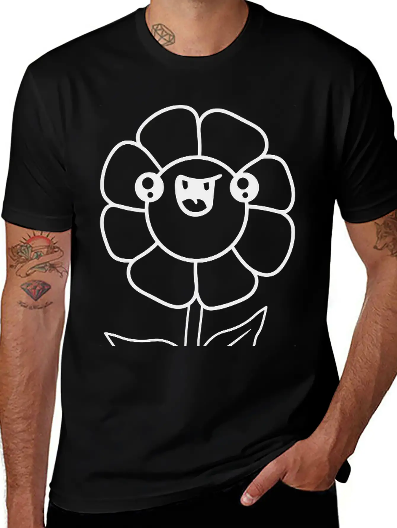 Laugh Face Flowerpot Comic Cartoon Funny Cute Cute Unisex Short Sleeve Soft Cotton T-Shirt – Casual Everyday Wear