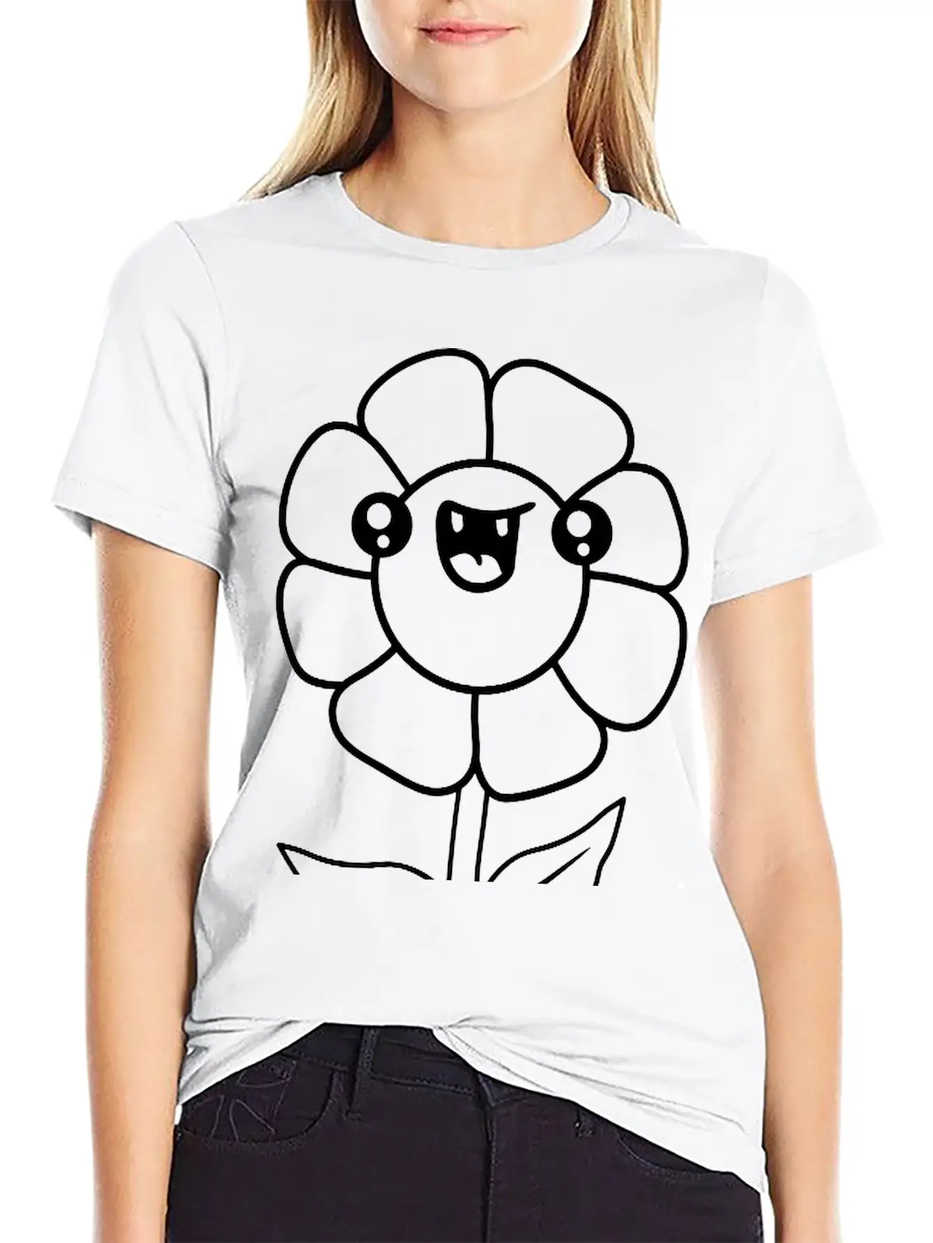 Laugh Face Flowerpot Comic Cartoon Funny Cute Cute Unisex Short Sleeve Soft Cotton T-Shirt – Casual Everyday Wear