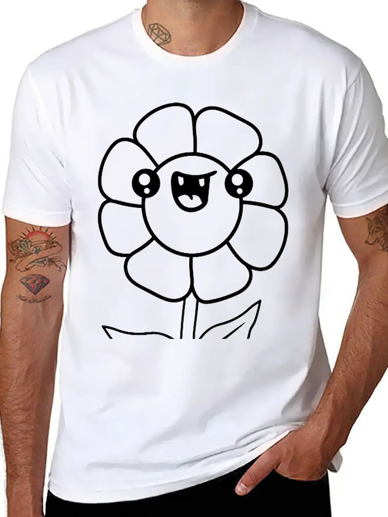 Laugh Face Flowerpot Comic Cartoon Funny Cute Cute Unisex Short Sleeve Soft Cotton T-Shirt – Casual Everyday Wear