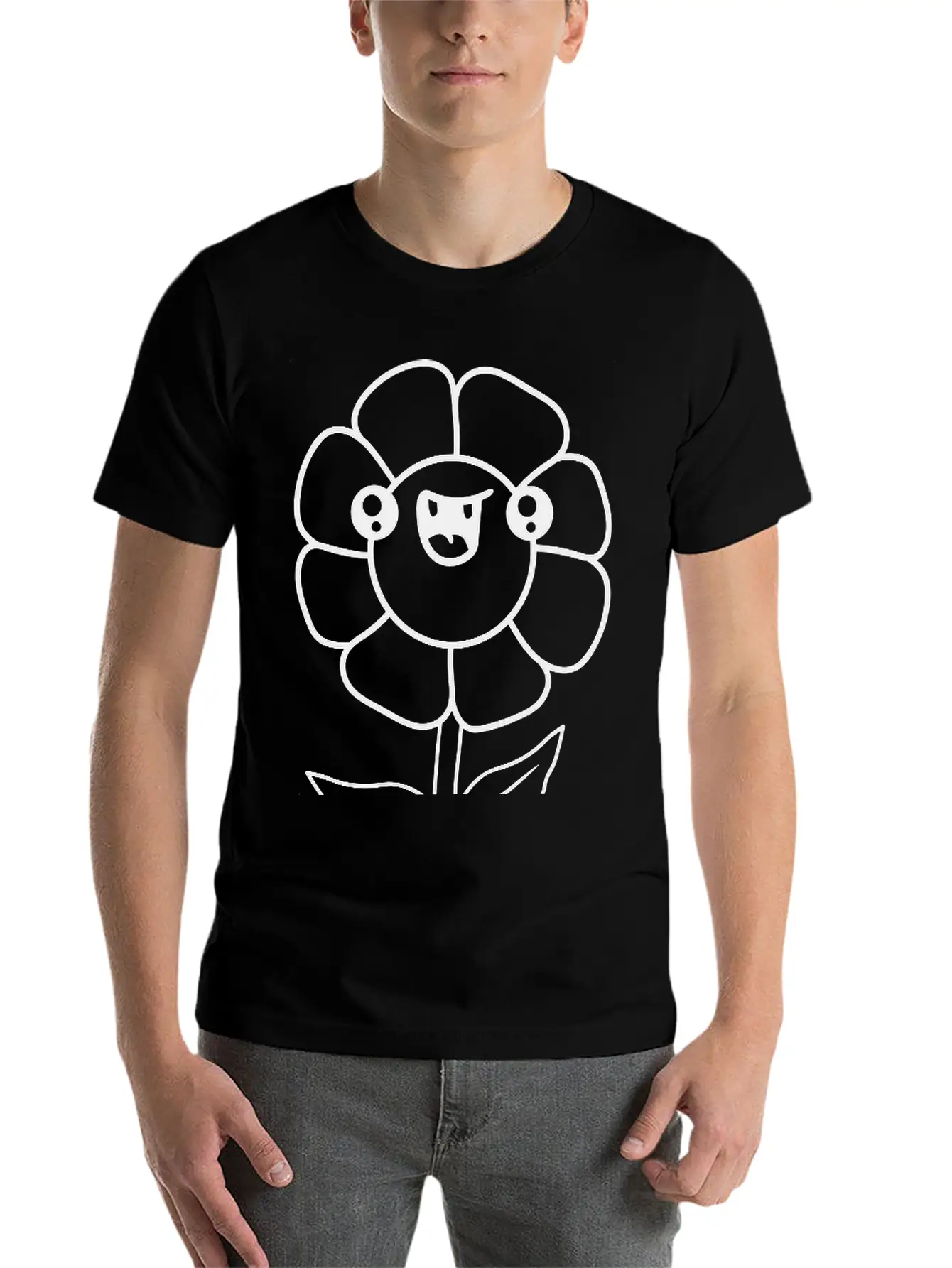 Laugh Face Flowerpot Comic Cartoon Funny Cute Cute Unisex Short Sleeve Soft Cotton T-Shirt – Casual Everyday Wear