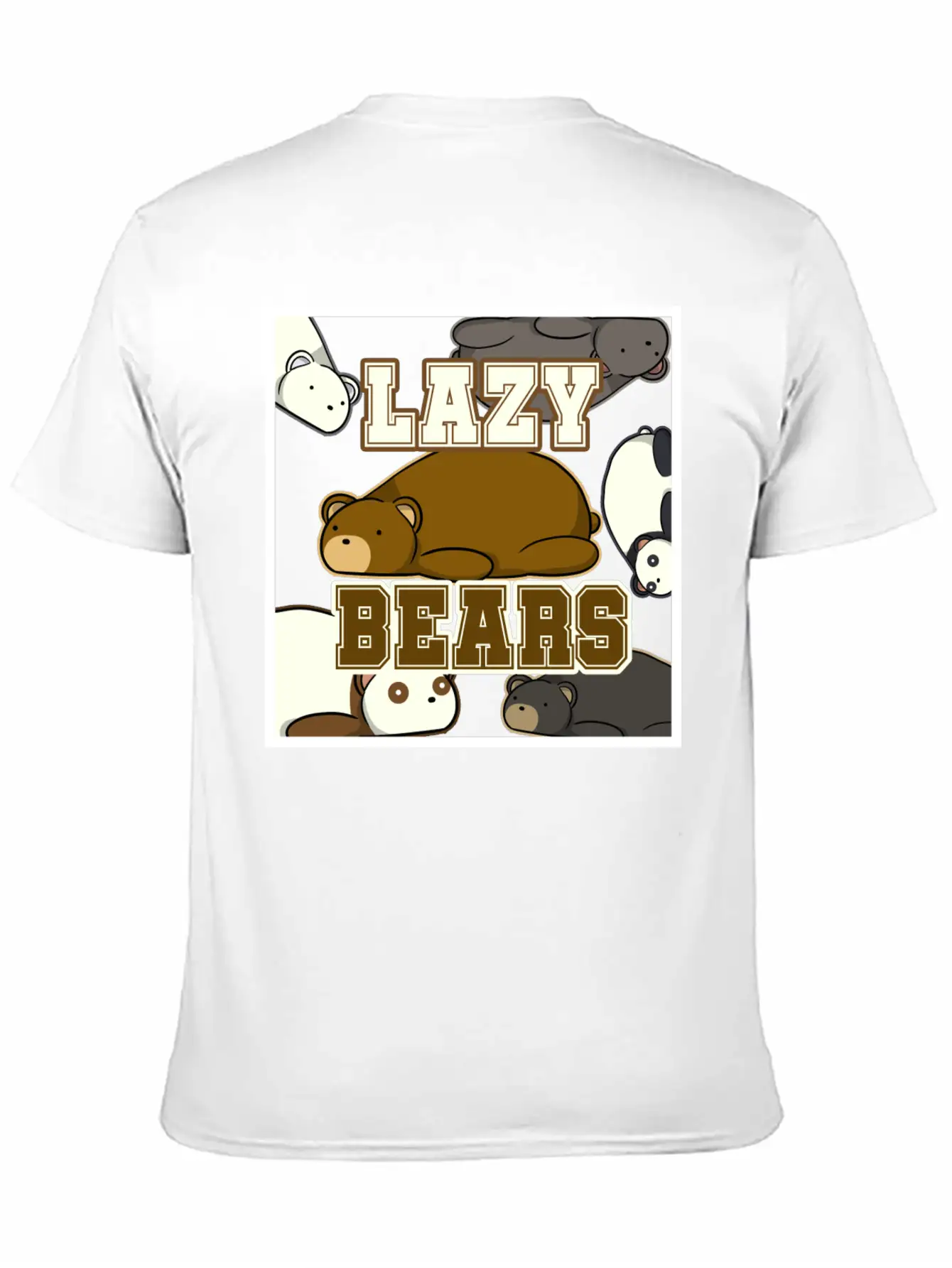 Lazy Bear Collage Essential Unisex Summer Tee – Soft Cotton Casual Fit