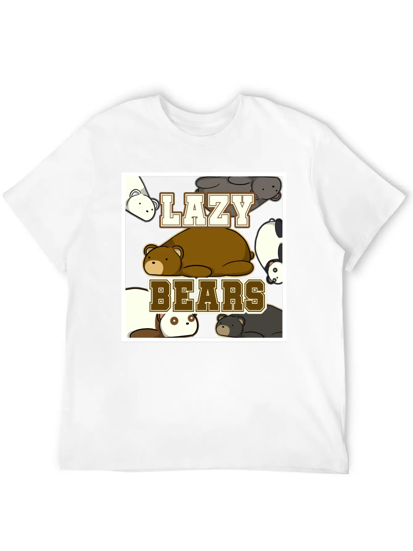 Lazy Bear Collage Essential Unisex Summer Tee – Soft Cotton Casual Fit