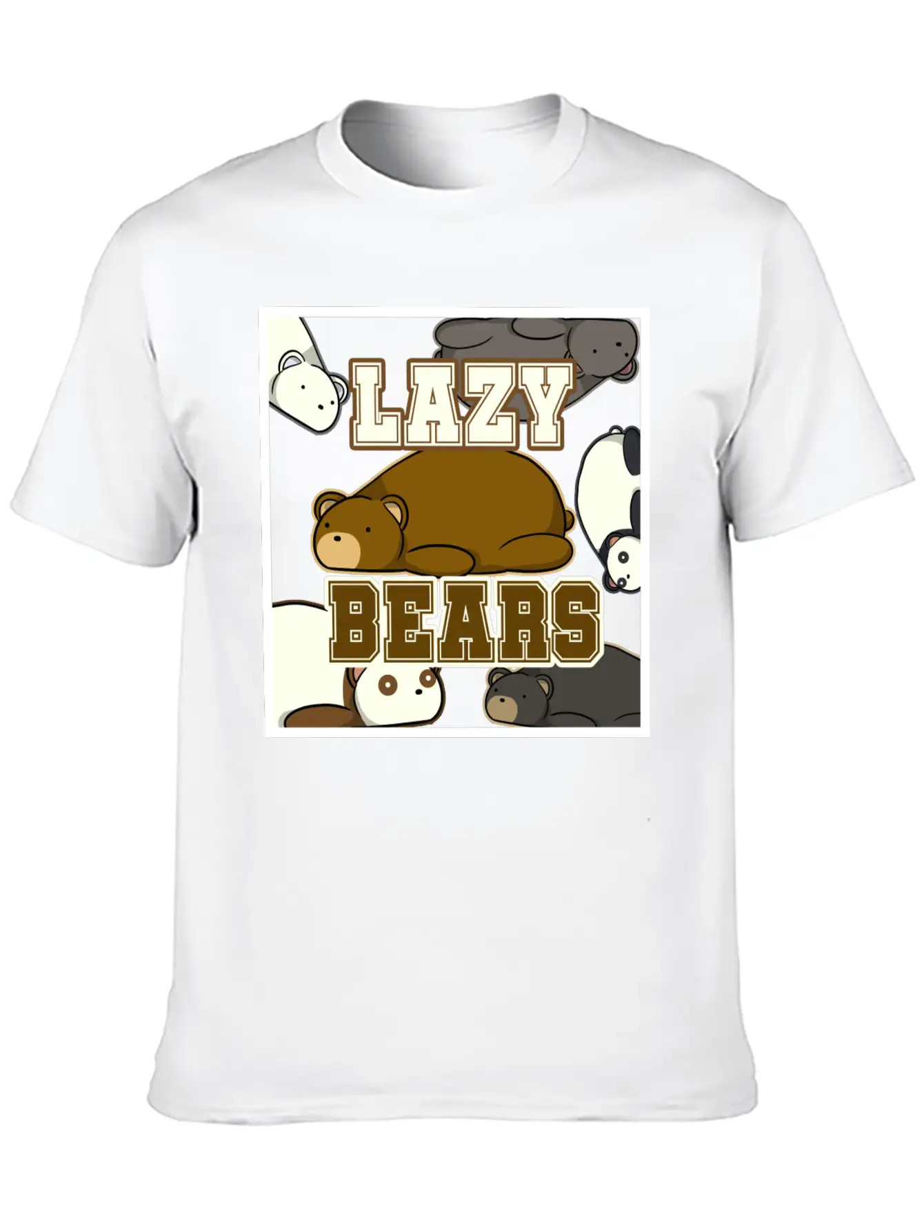 Lazy Bear Collage Essential Unisex Summer Tee – Soft Cotton Casual Fit