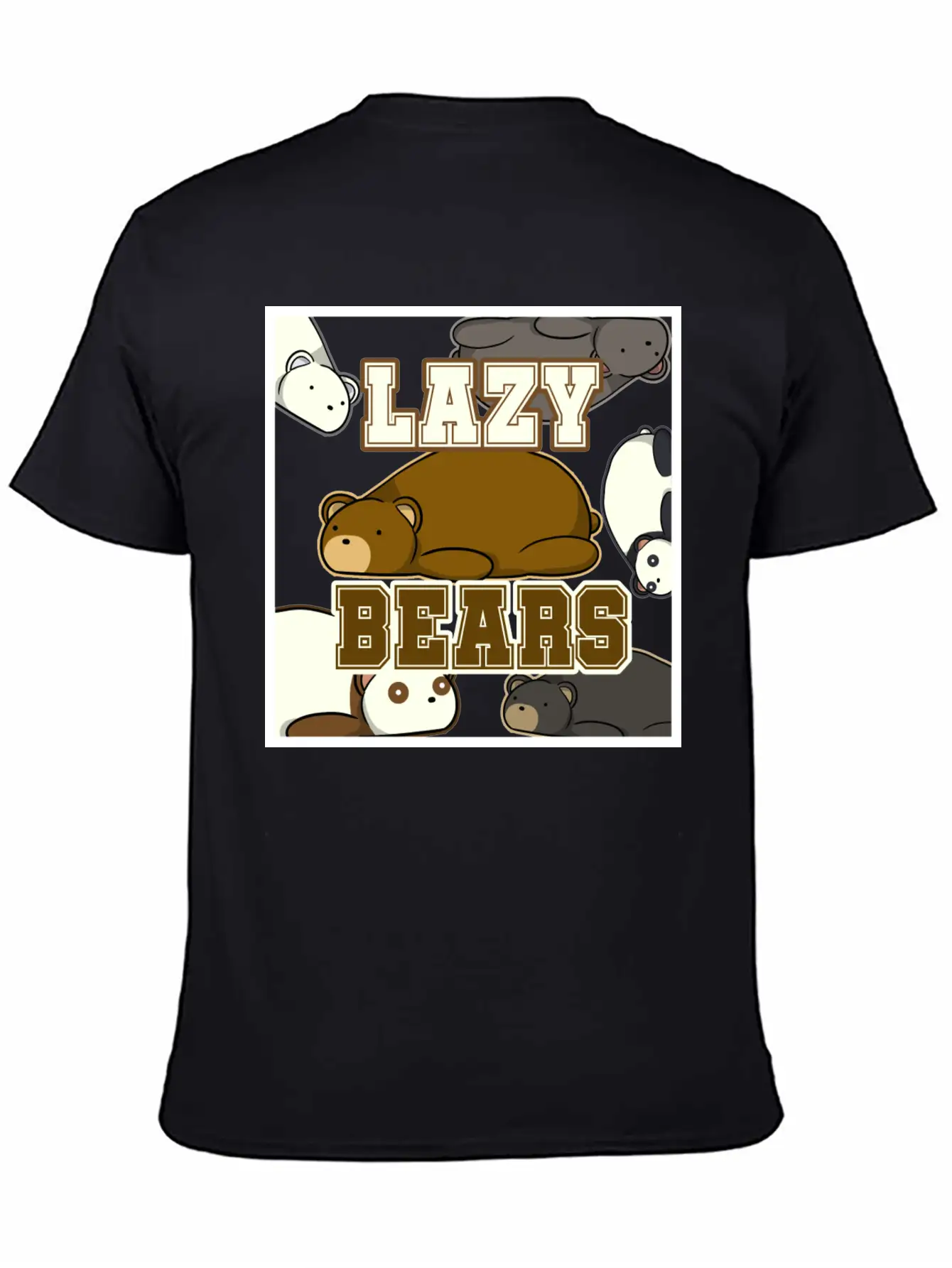 Lazy Bear Collage Essential Unisex Summer Tee – Soft Cotton Casual Fit