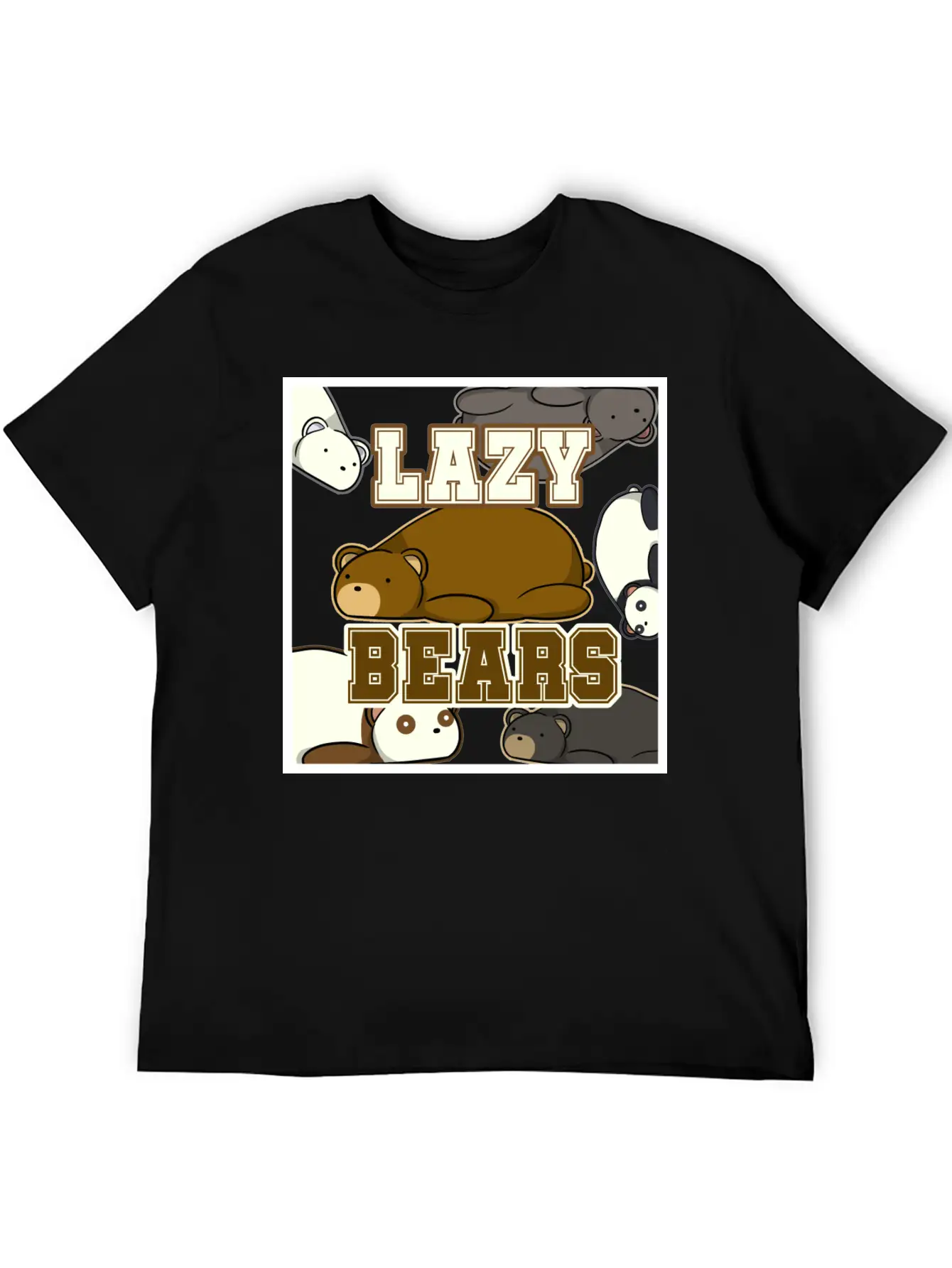 Lazy Bear Collage Essential Unisex Summer Tee – Soft Cotton Casual Fit