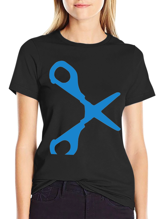 Scissors Graphic T-Shirt - Black Cotton Blend