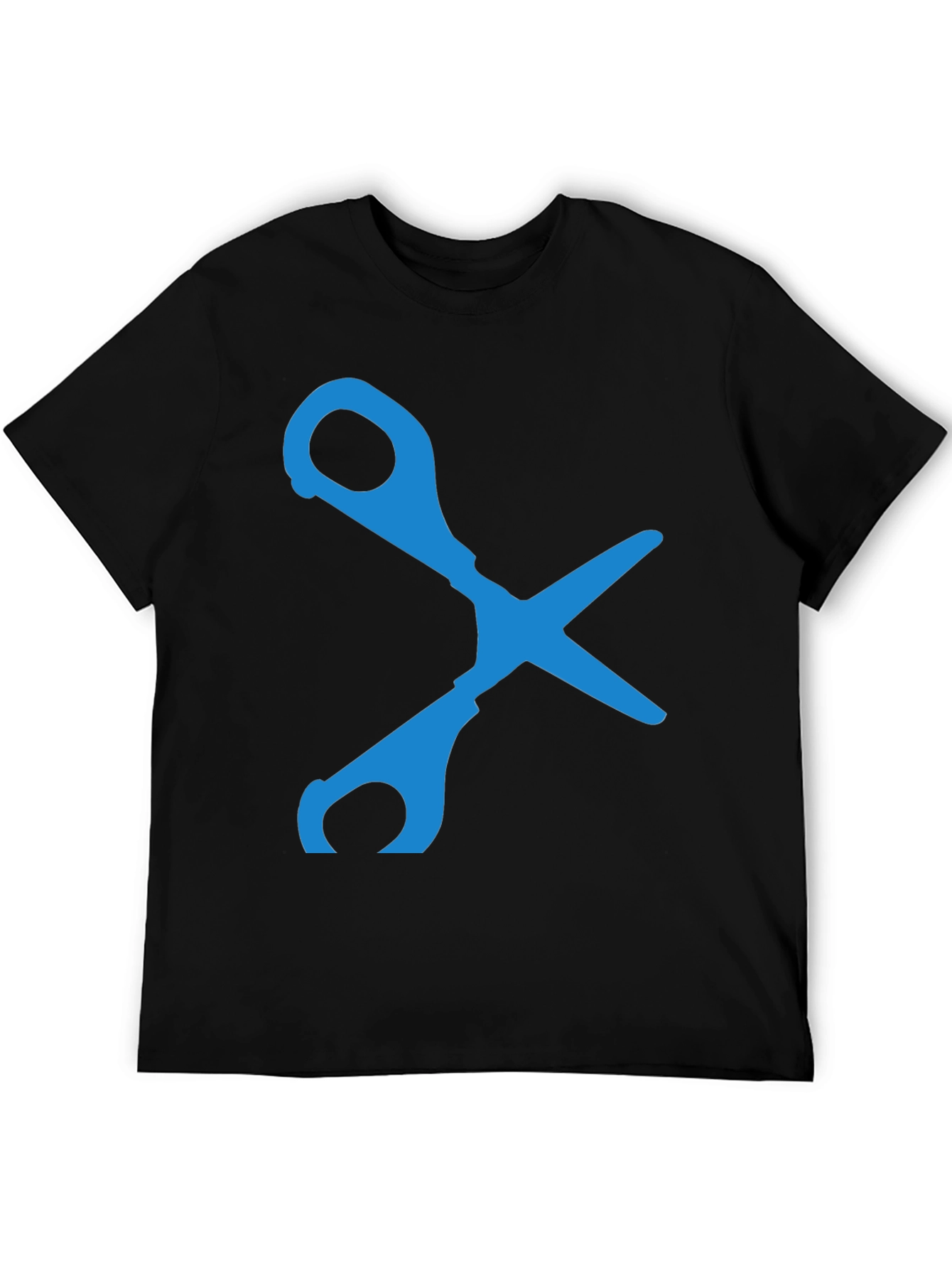 Scissors Graphic T-Shirt - Black Cotton Blend