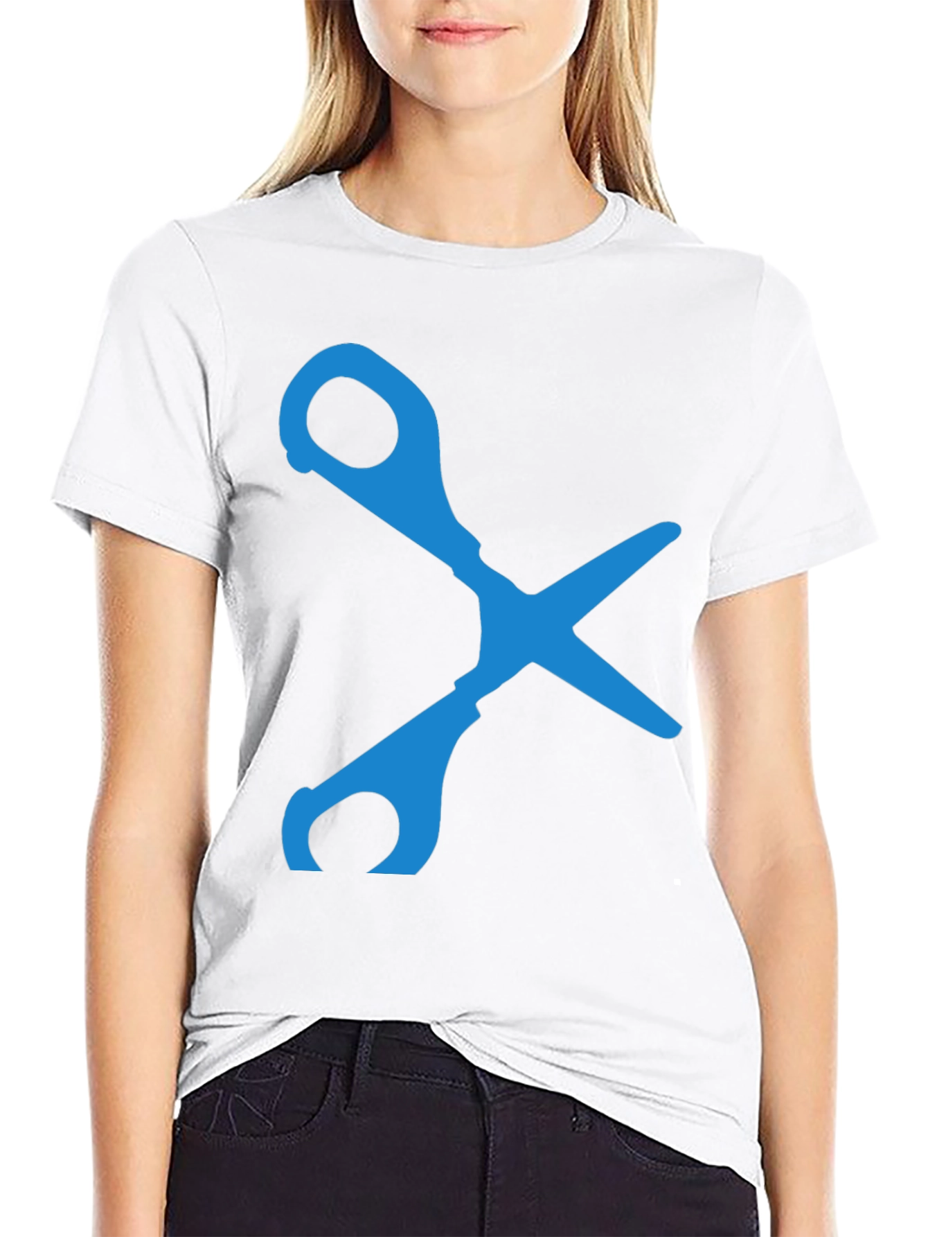 Scissors Graphic T-Shirt - Black Cotton Blend