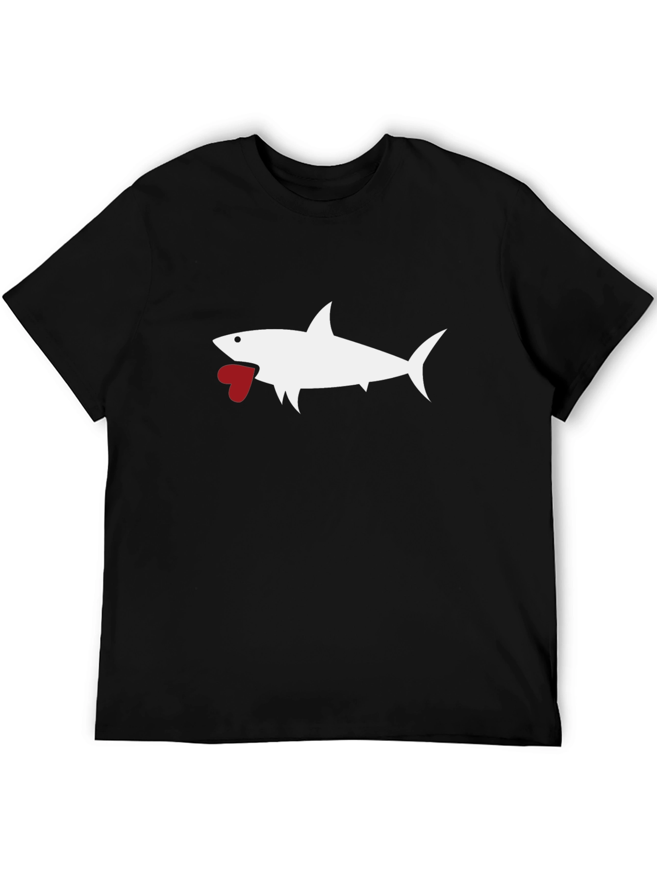 Shark Heart Graphic Tee - Black Cotton T-Shirt