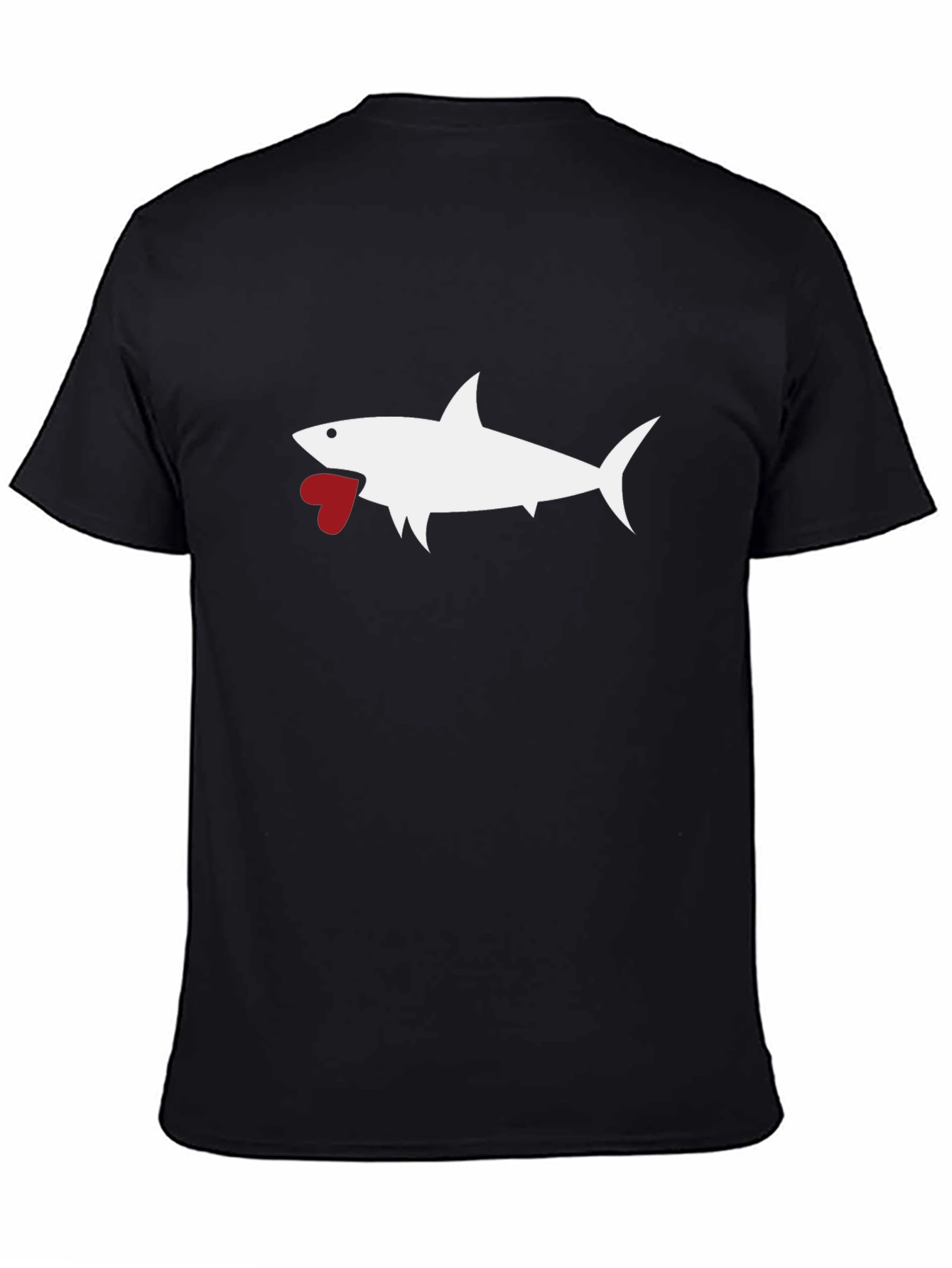 Shark Heart Graphic Tee - Black Cotton T-Shirt