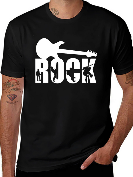 Rock Band Guitar Graphic Tee - Black
