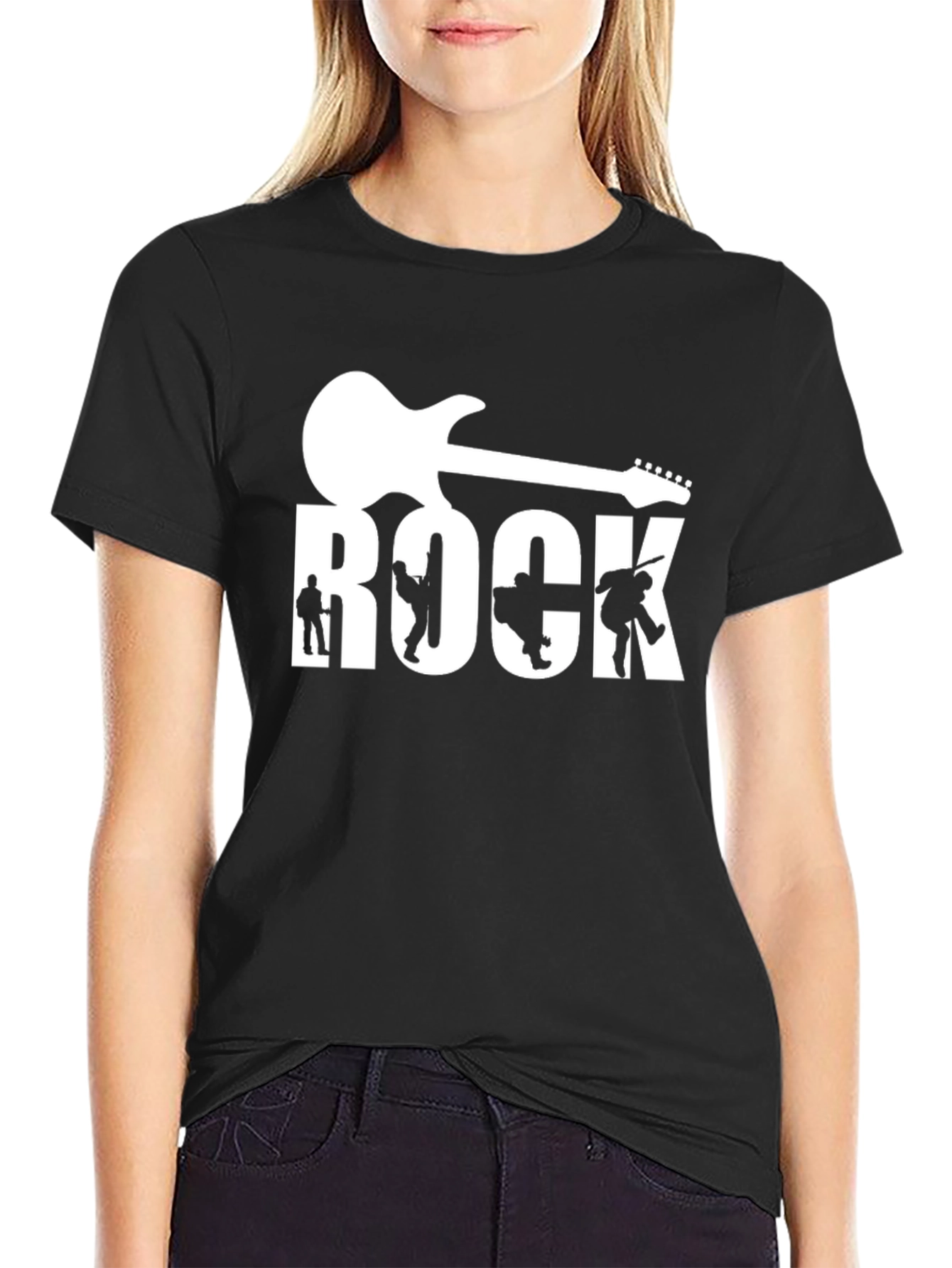 Rock Band Guitar Graphic Tee - Black