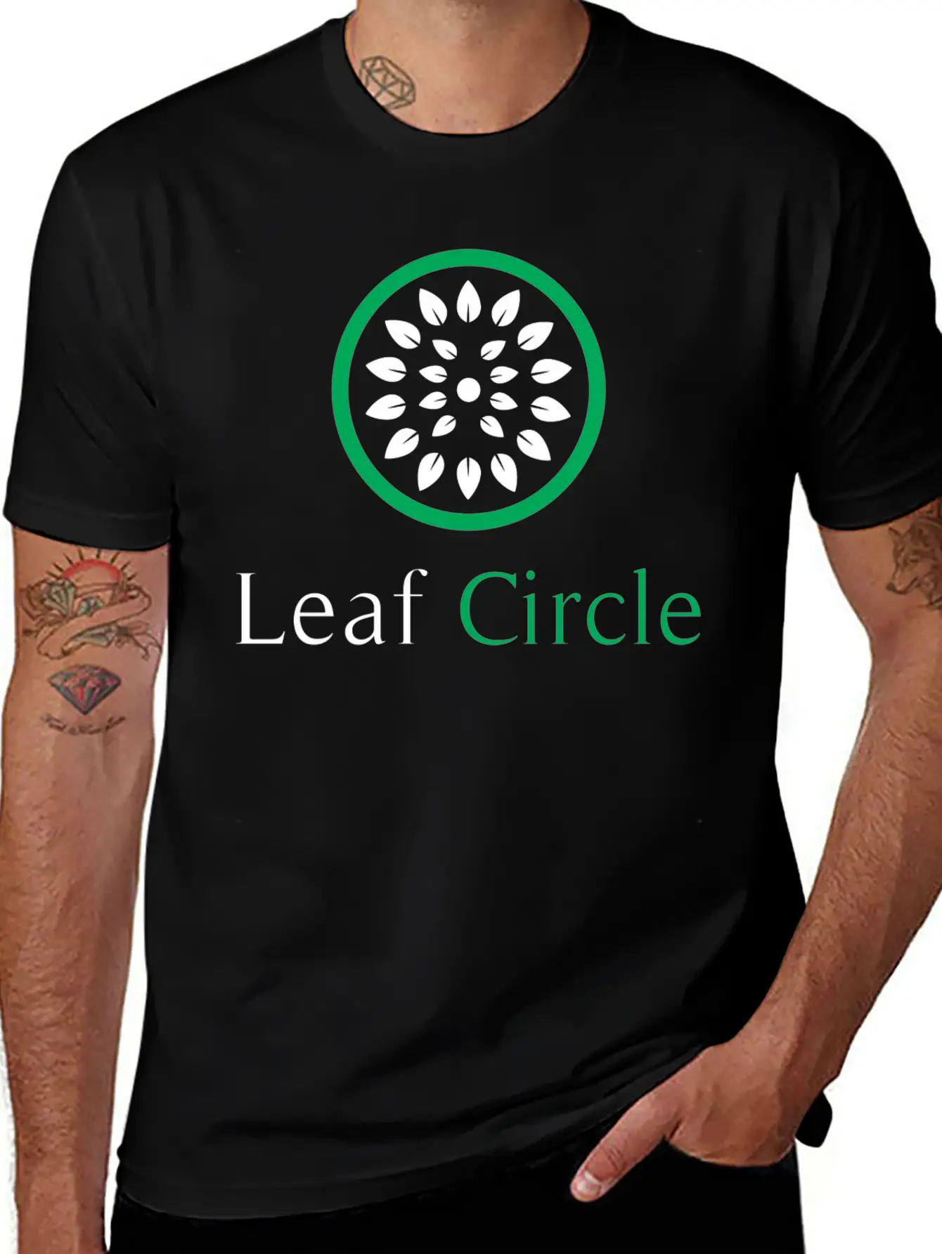Leaf Circle Unisex Short Sleeve Soft Cotton T-Shirt – Casual Everyday Wear