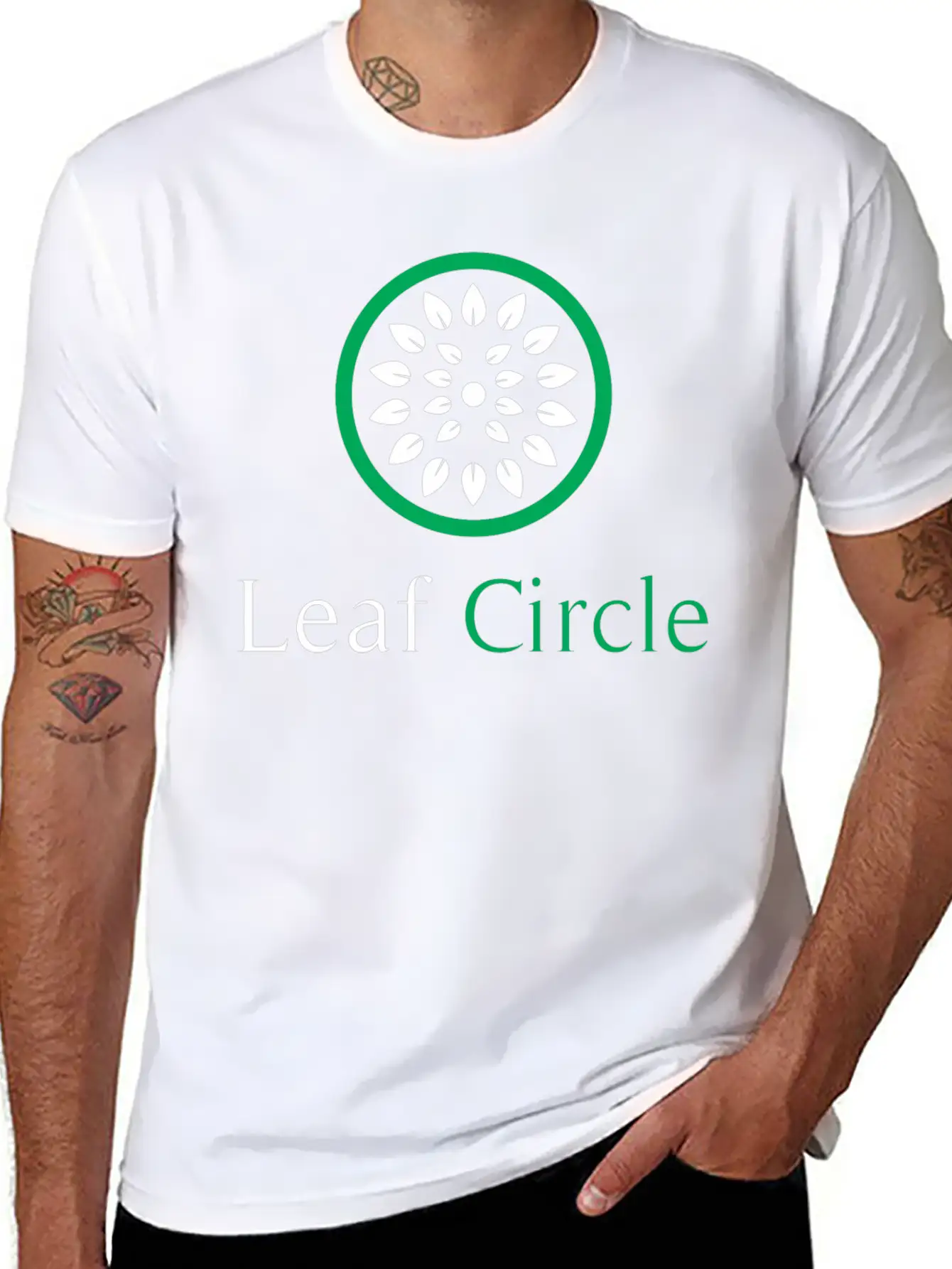 Leaf Circle Unisex Short Sleeve Soft Cotton T-Shirt – Casual Everyday Wear