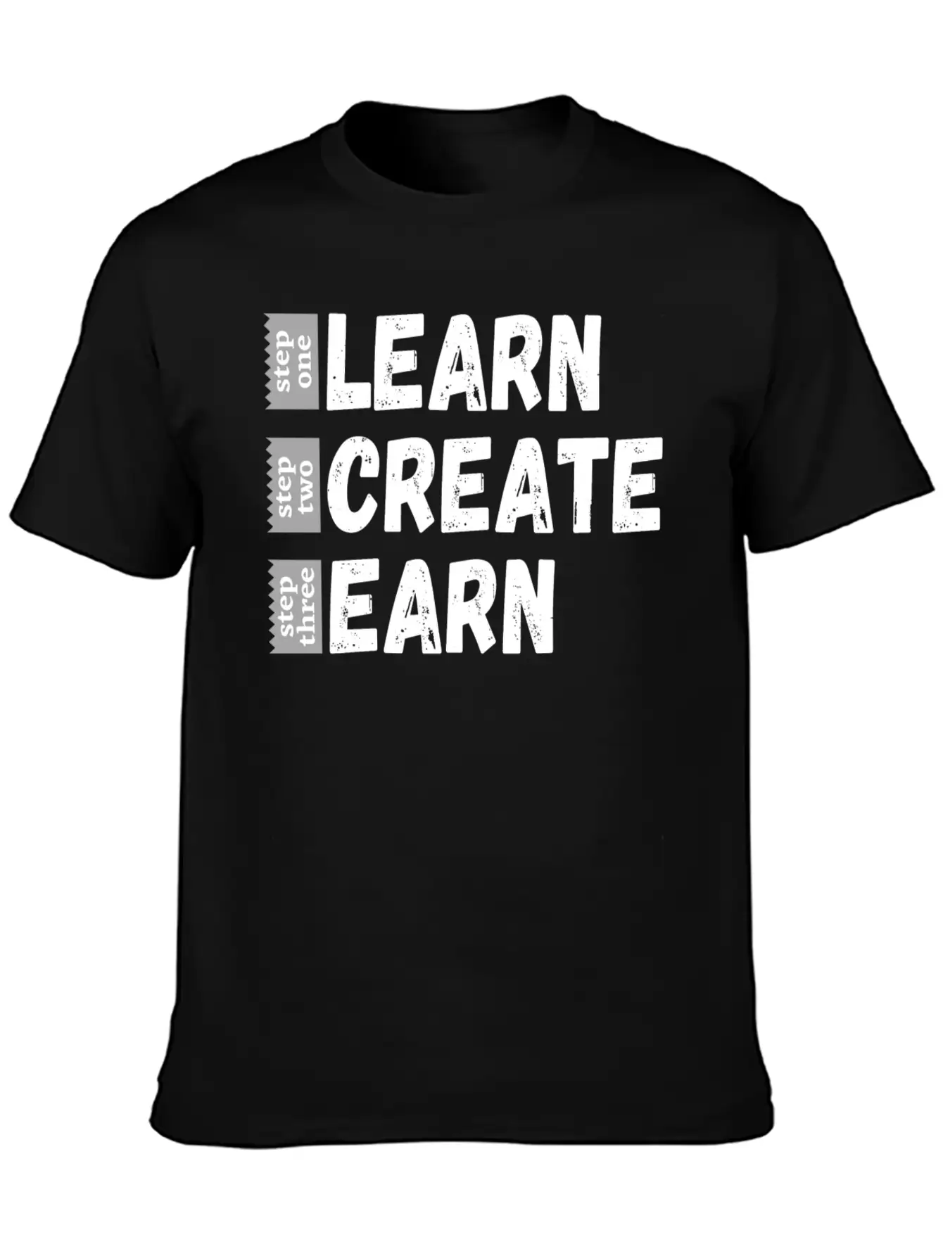 Learn Create Earn Unisex Short Sleeve Soft Cotton T-Shirt – Casual Everyday Wear