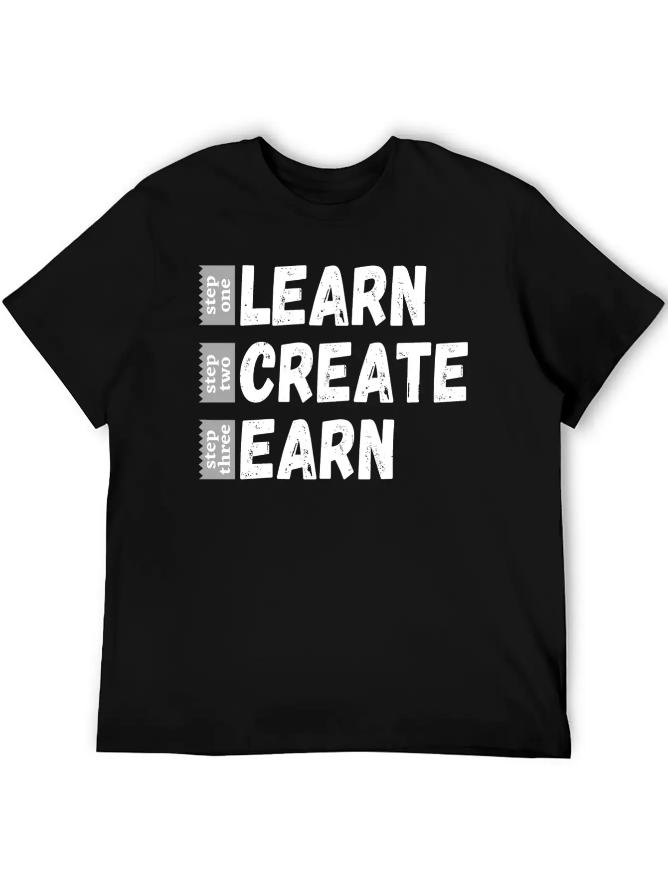 Learn Create Earn Unisex Short Sleeve Soft Cotton T-Shirt – Casual Everyday Wear