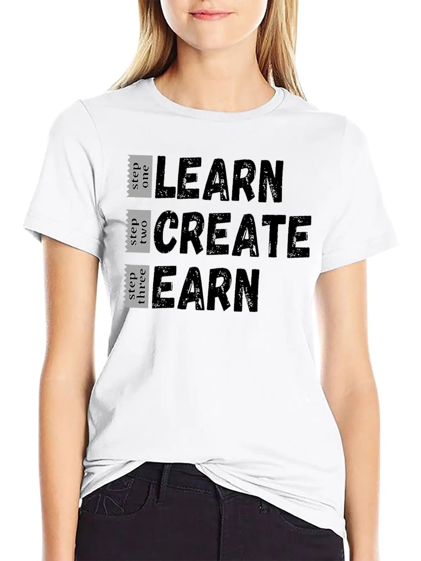 Learn Create Earn Unisex Short Sleeve Soft Cotton T-Shirt – Casual Everyday Wear