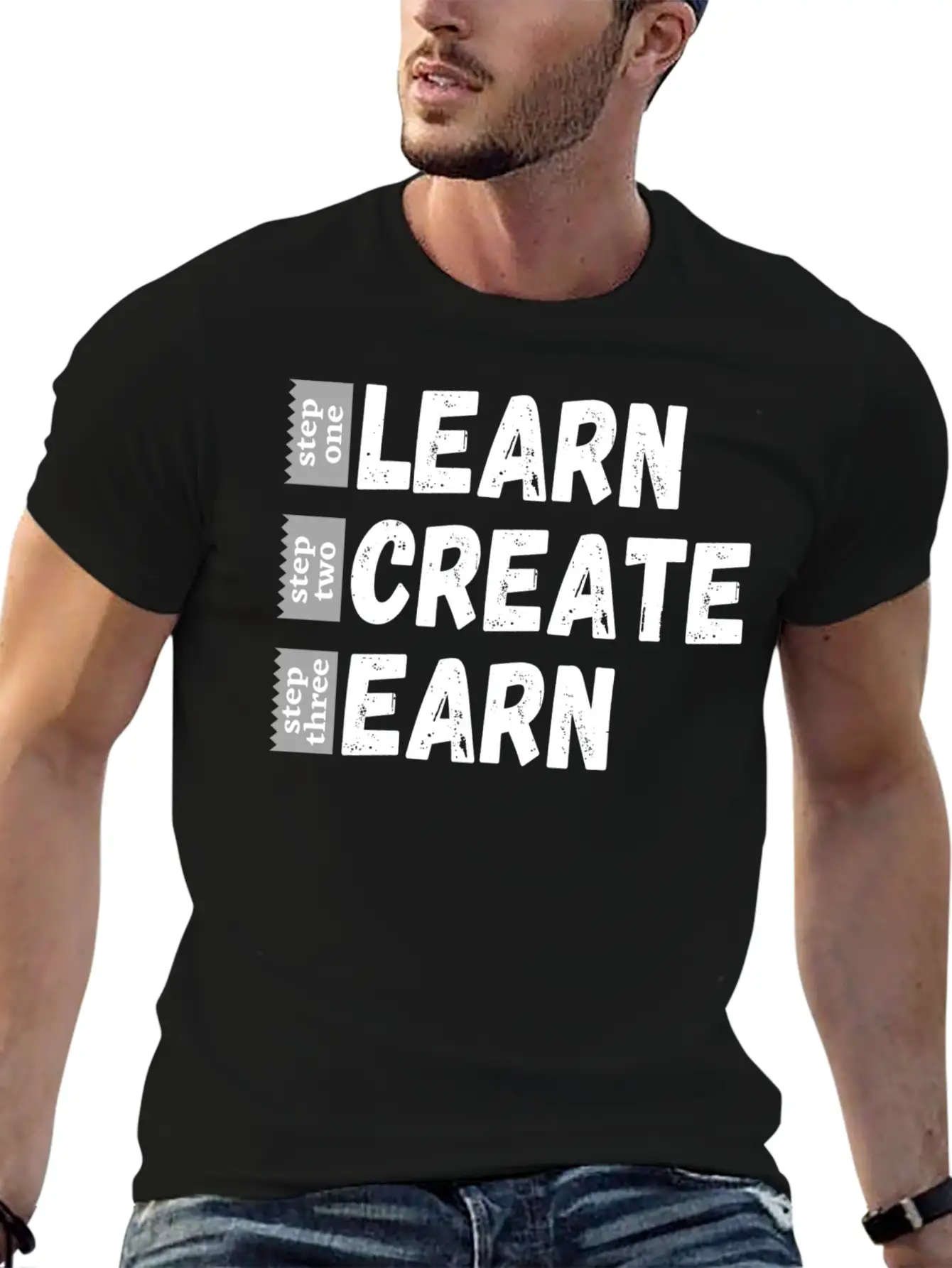 Learn Create Earn Unisex Short Sleeve Soft Cotton T-Shirt – Casual Everyday Wear