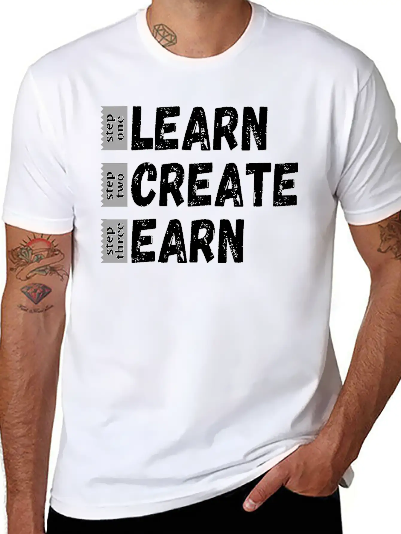 Learn Create Earn Unisex Short Sleeve Soft Cotton T-Shirt – Casual Everyday Wear