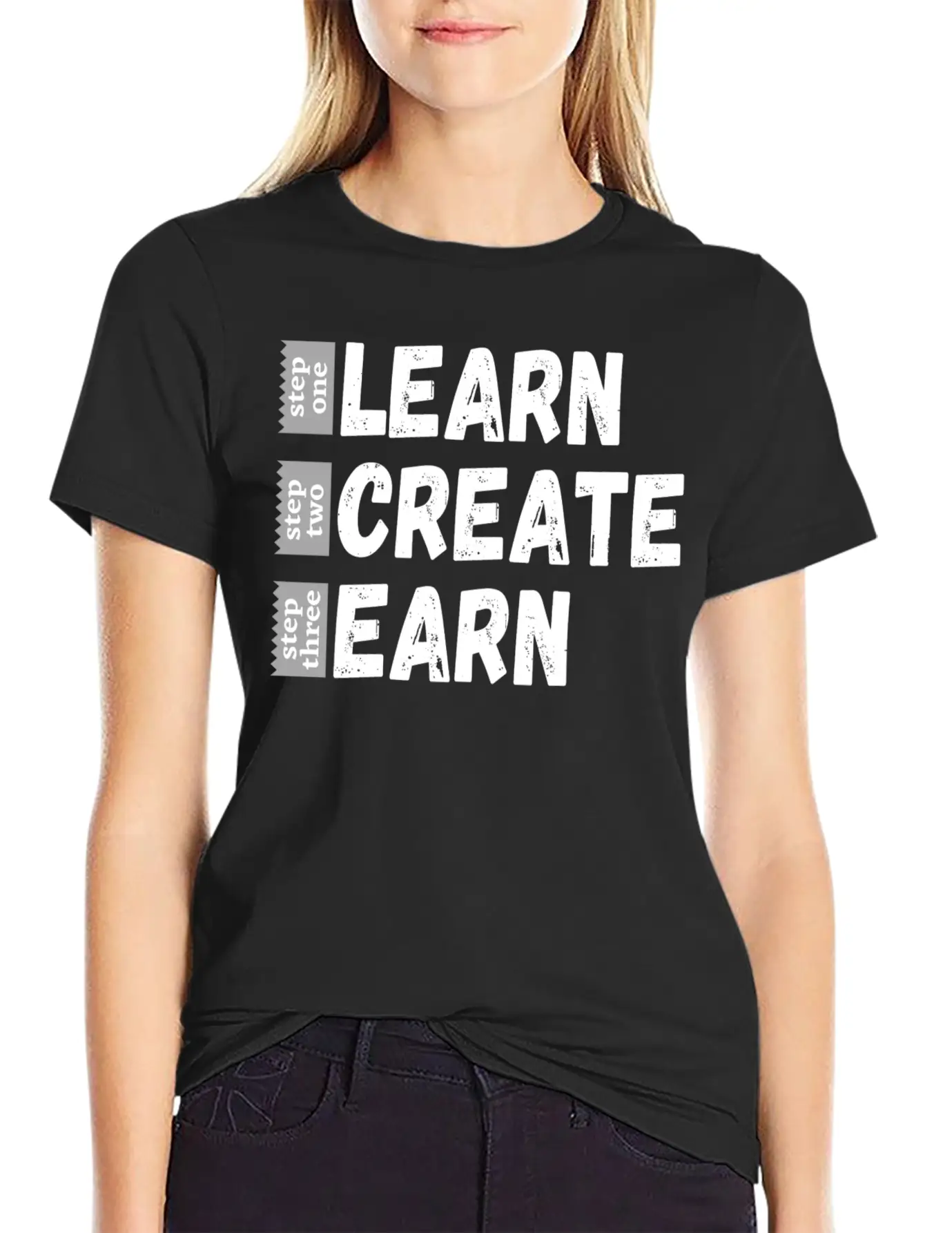 Learn Create Earn Unisex Short Sleeve Soft Cotton T-Shirt – Casual Everyday Wear