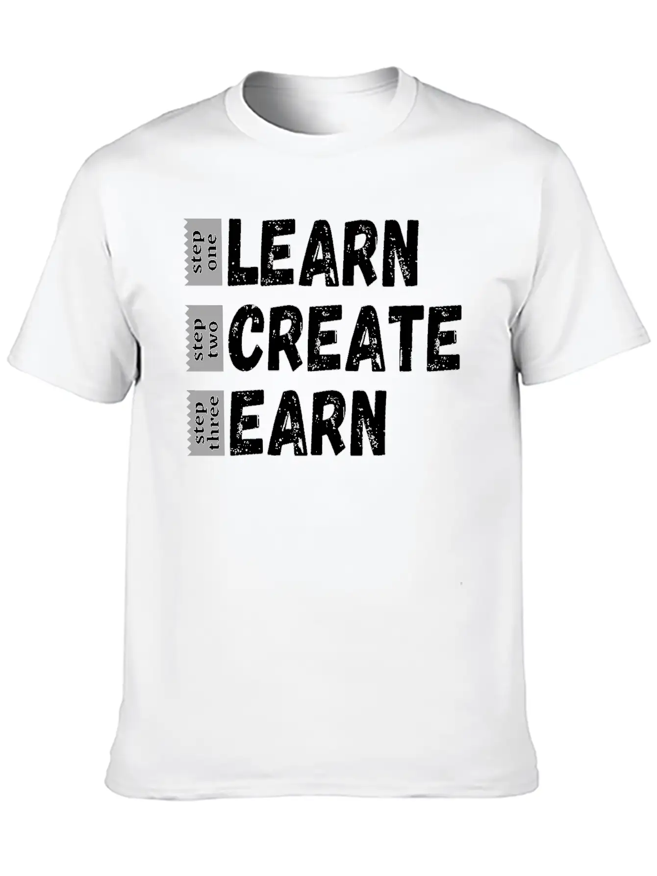 Learn Create Earn Unisex Short Sleeve Soft Cotton T-Shirt – Casual Everyday Wear
