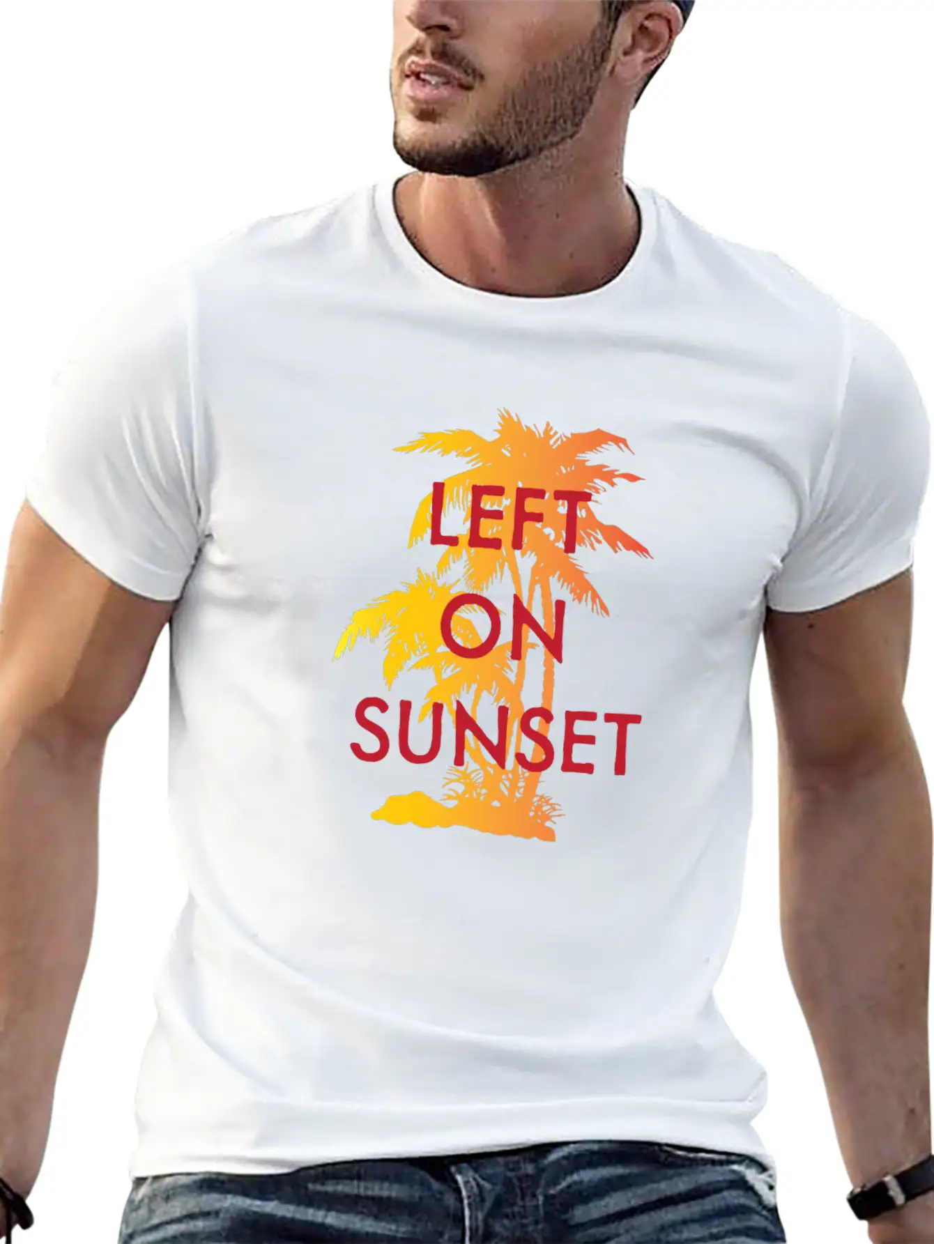 Left On Sunset Basic Graphic T-Shirt – Daily Comfort In Soft Cotton