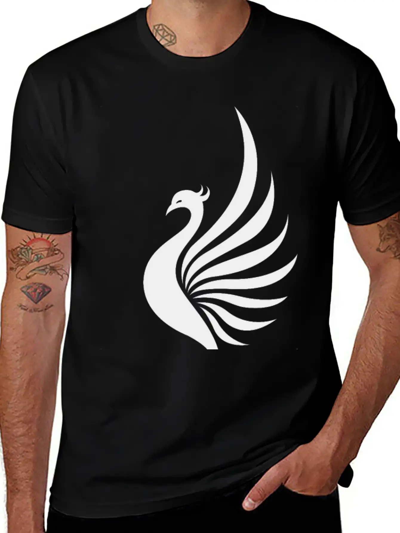 Legendary Phoenix Fire Bird Creature Tribal Tattoo Basic Graphic T-Shirt – Daily Comfort In Soft Cotton