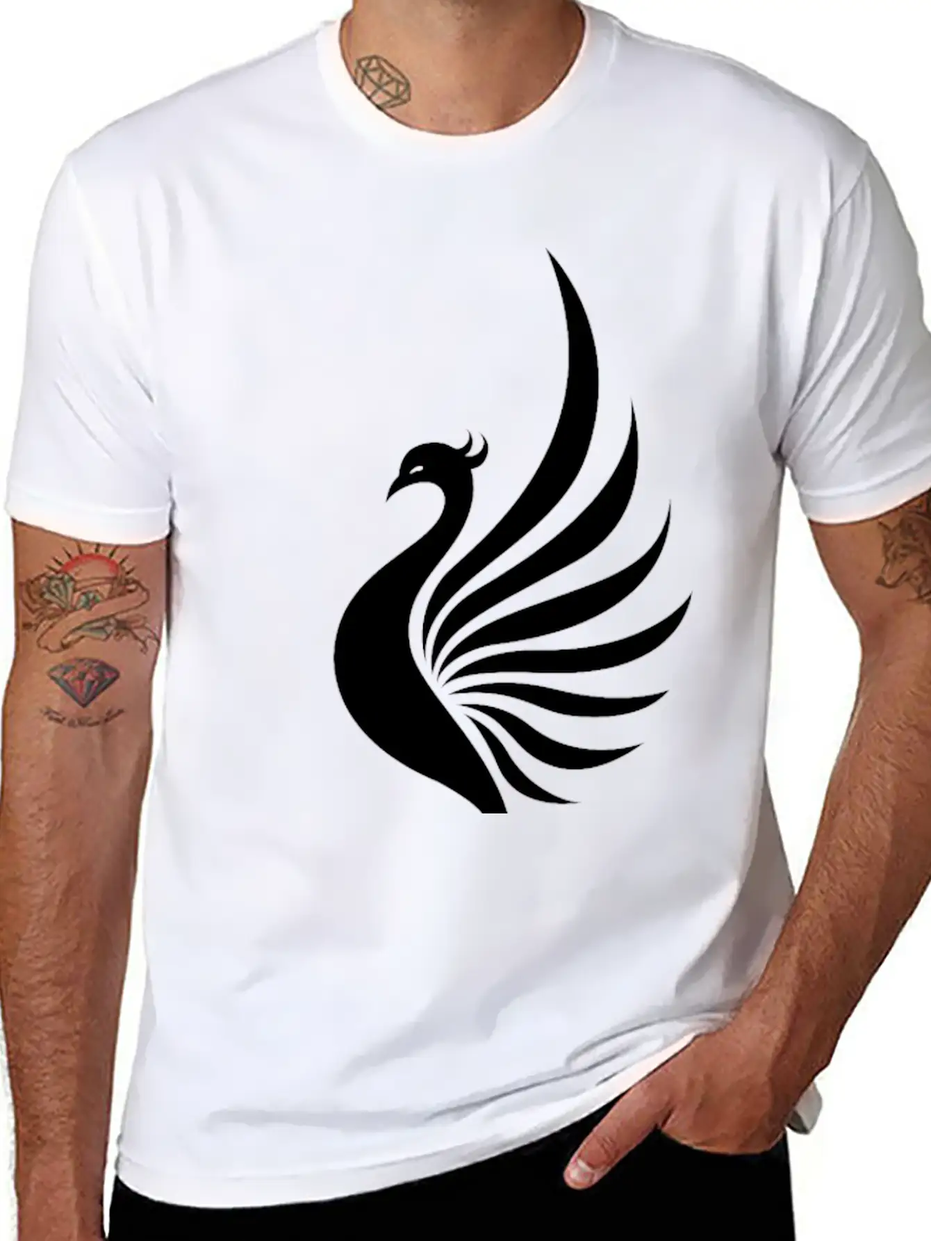 Legendary Phoenix Fire Bird Creature Tribal Tattoo Basic Graphic T-Shirt – Daily Comfort In Soft Cotton
