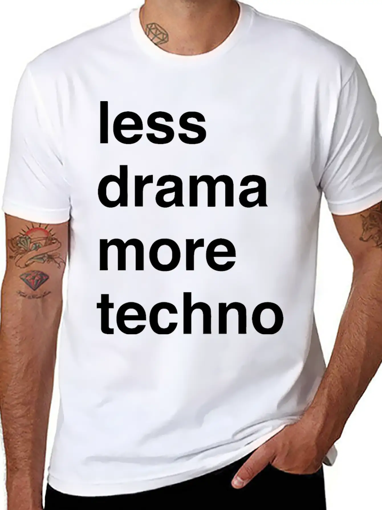 Less Drama More Techno Unisex Short Sleeve Soft Cotton T-Shirt – Casual Everyday Wear