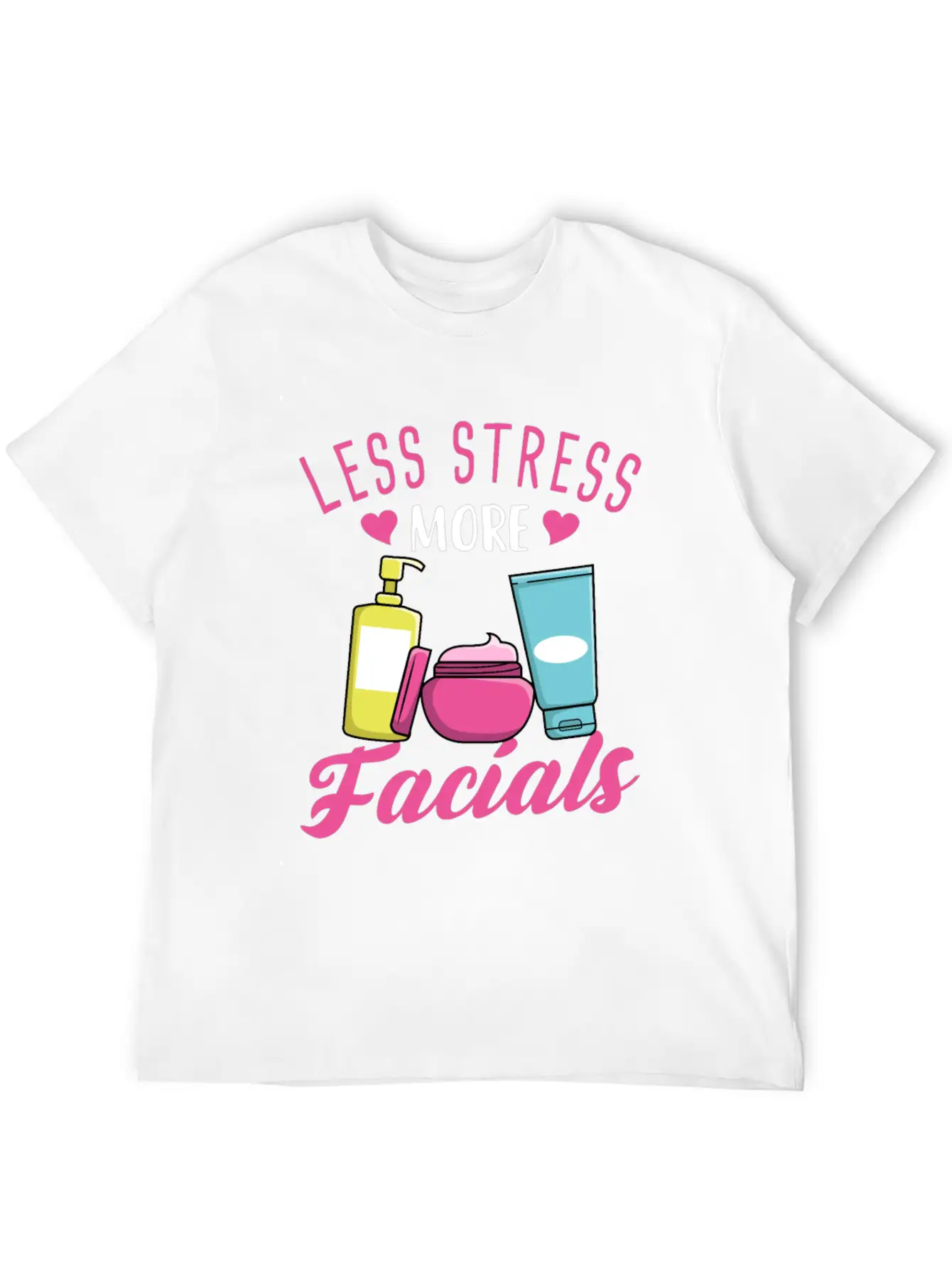 Less Stress More Facials Unisex Short Sleeve Soft Cotton T-Shirt – Casual Everyday Wear