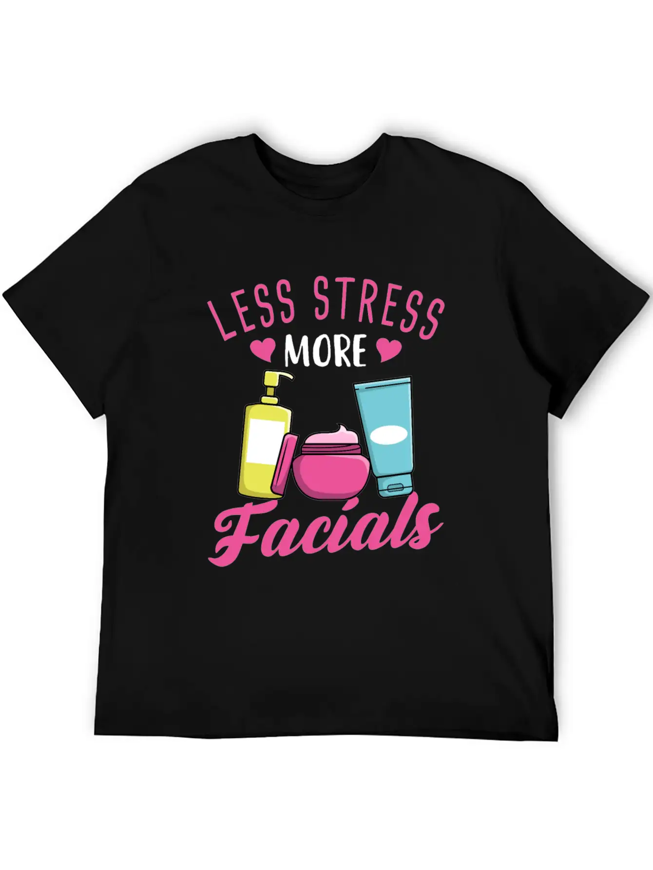 Less Stress More Facials Unisex Short Sleeve Soft Cotton T-Shirt – Casual Everyday Wear