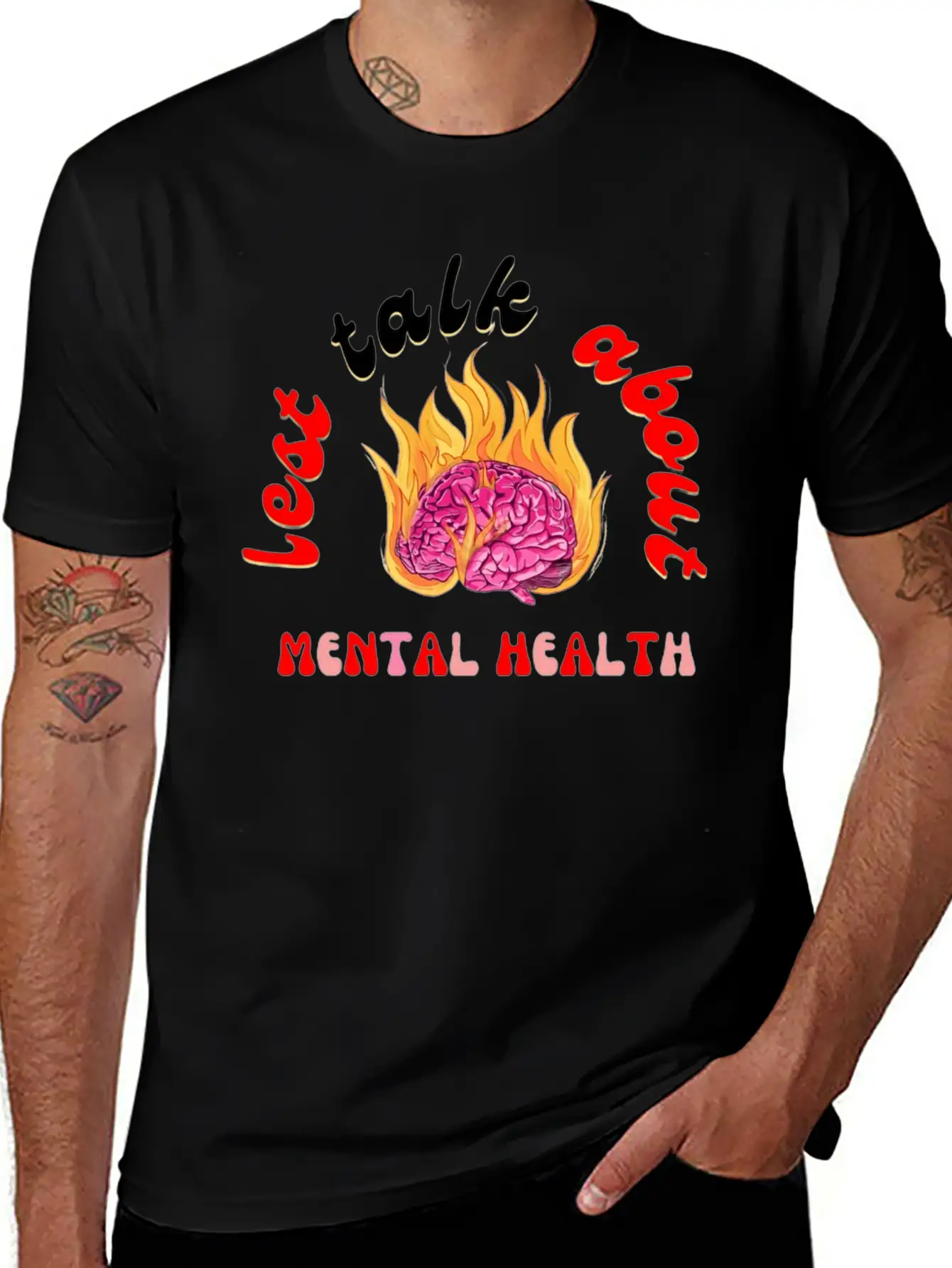 Lest Talk About Mental Health Brain Basic Graphic T-Shirt – Daily Comfort In Soft Cotton