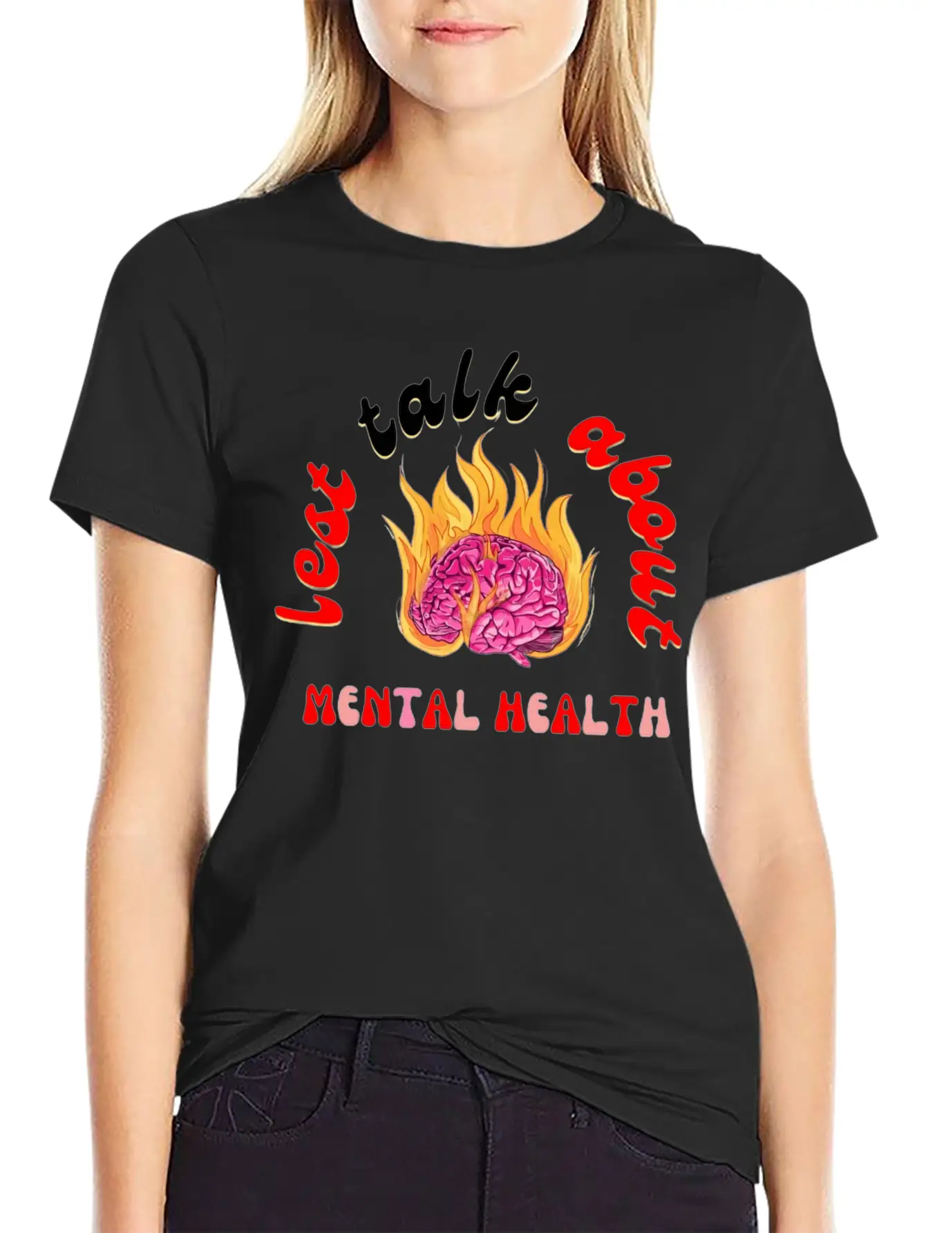 Lest Talk About Mental Health Brain Basic Graphic T-Shirt – Daily Comfort In Soft Cotton