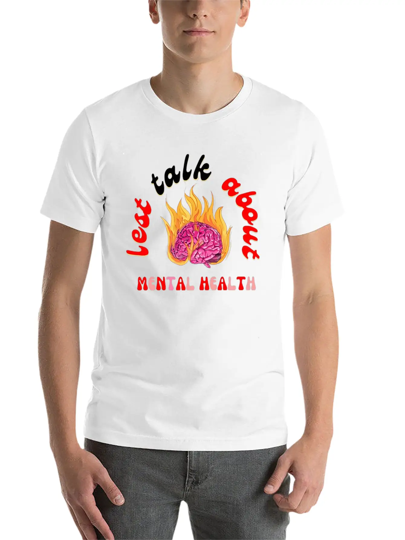Lest Talk About Mental Health Brain Basic Graphic T-Shirt – Daily Comfort In Soft Cotton