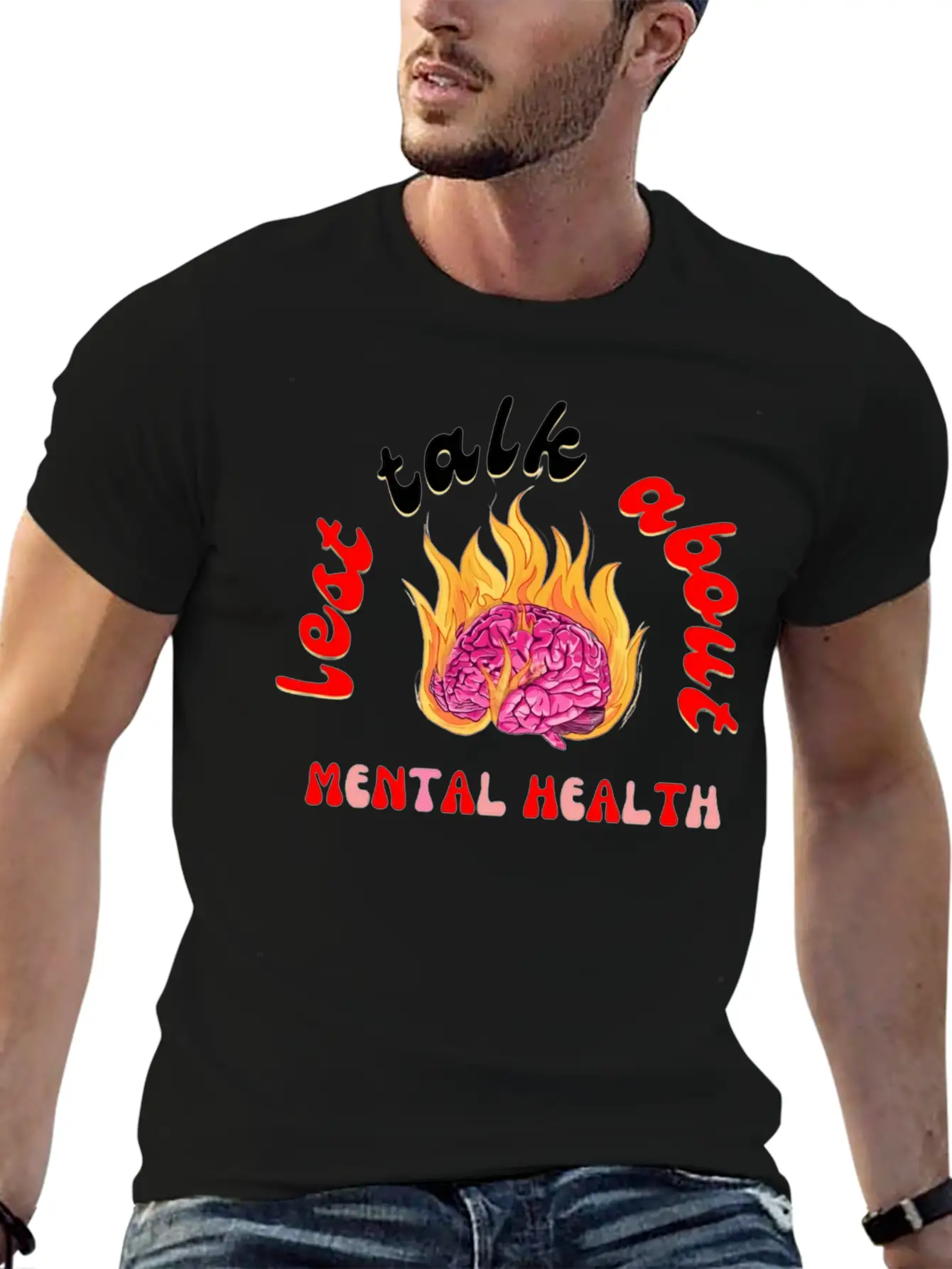 Lest Talk About Mental Health Brain Basic Graphic T-Shirt – Daily Comfort In Soft Cotton