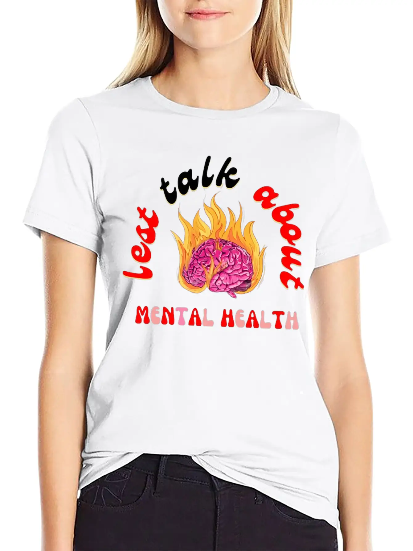 Lest Talk About Mental Health Brain Basic Graphic T-Shirt – Daily Comfort In Soft Cotton