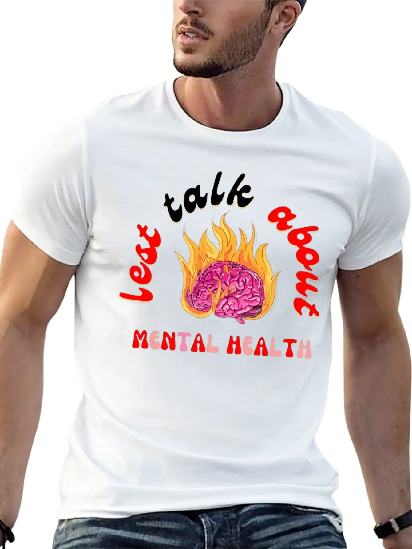 Lest Talk About Mental Health Brain Basic Graphic T-Shirt – Daily Comfort In Soft Cotton