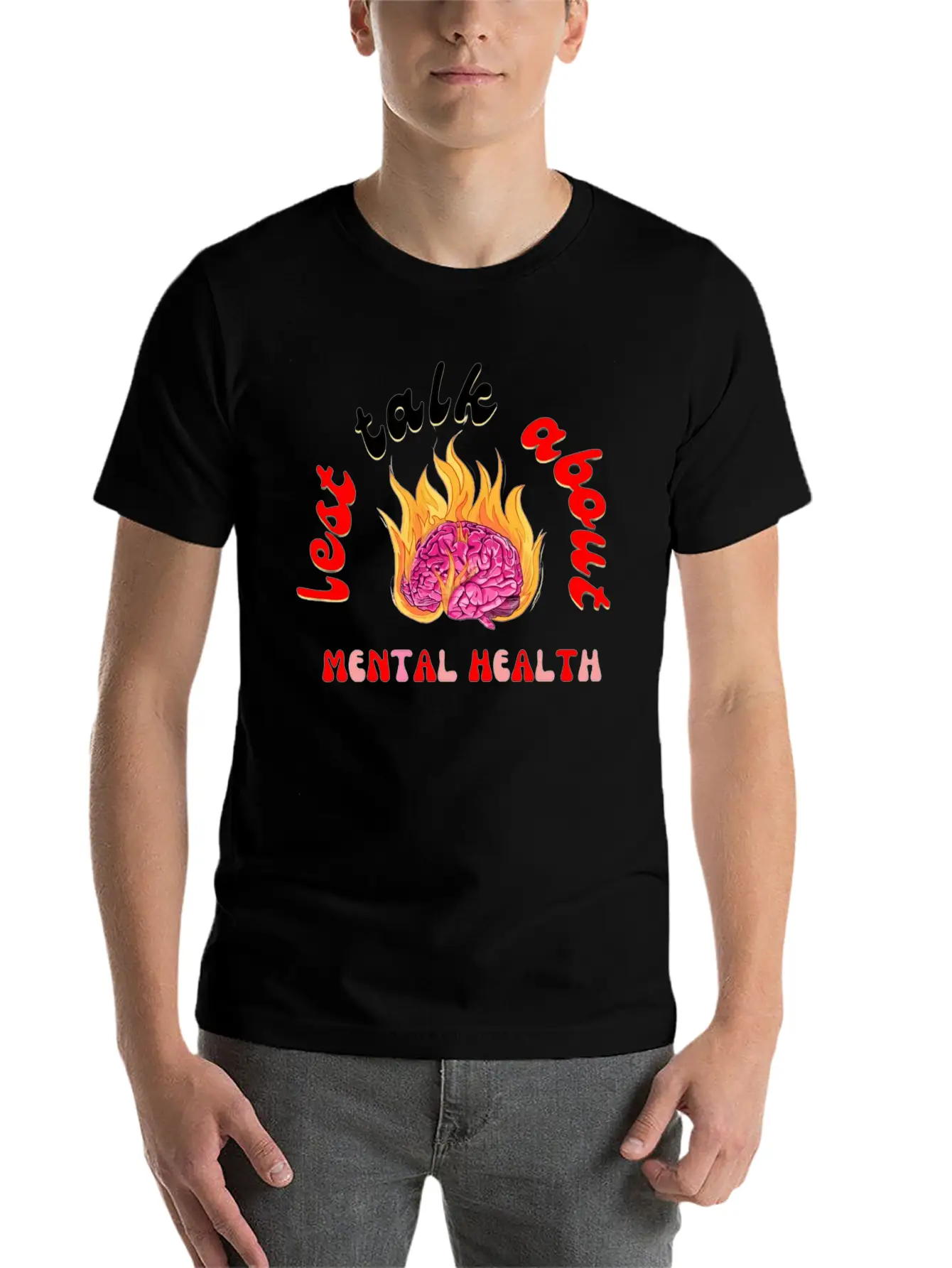 Lest Talk About Mental Health Brain Basic Graphic T-Shirt – Daily Comfort In Soft Cotton