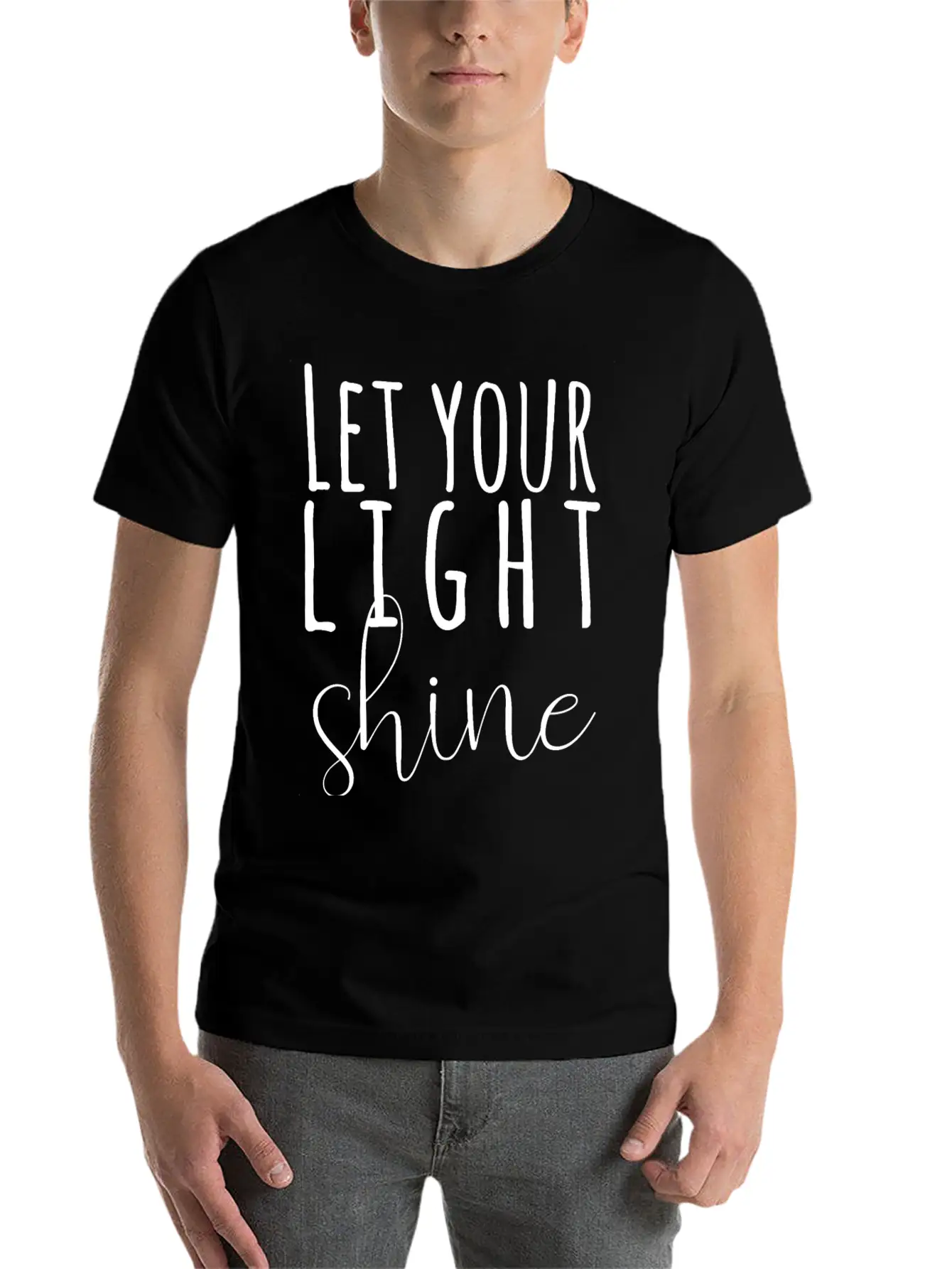 Let Your Light Shine Unisex Short Sleeve Soft Cotton T-Shirt – Casual Everyday Wear