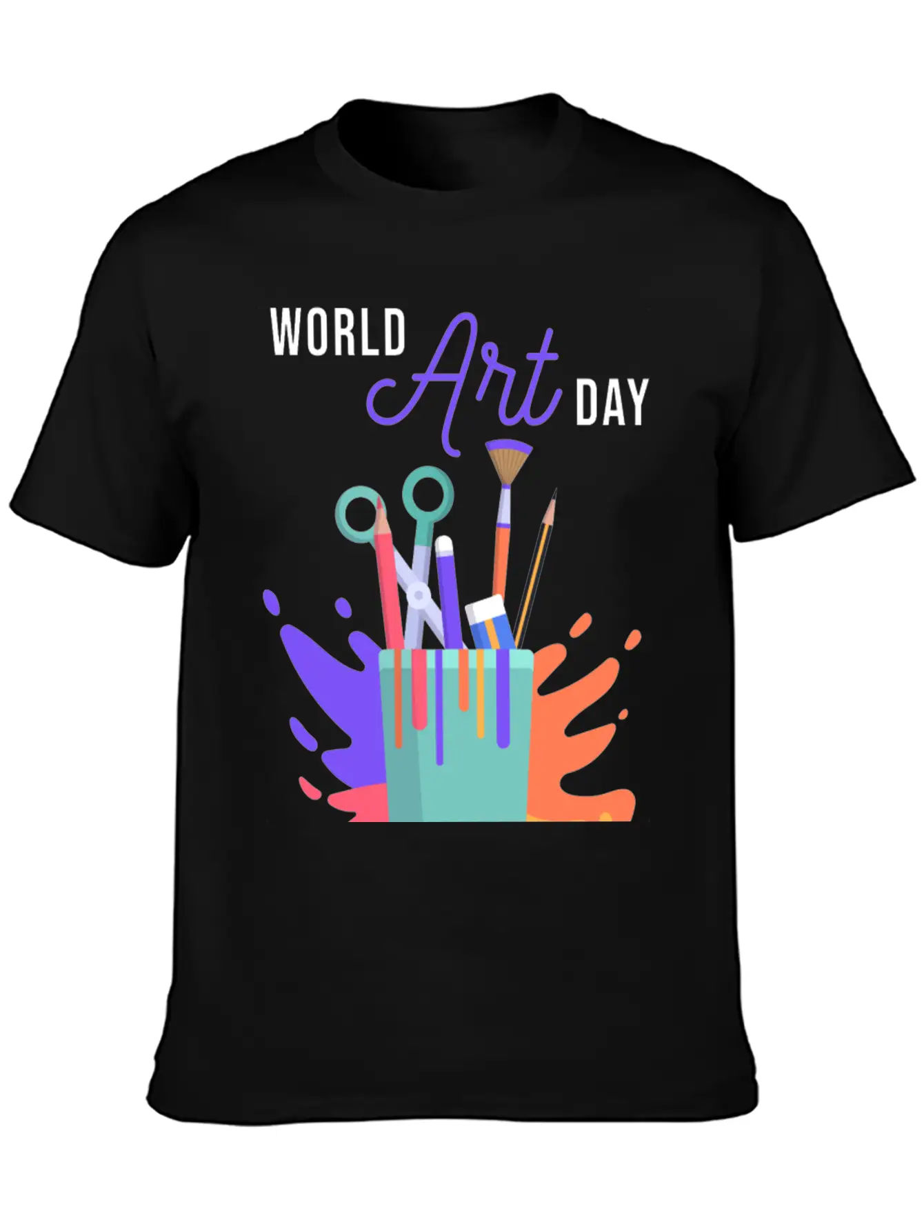 Let's Celebrate The Day, Art Day Unisex Short Sleeve Soft Cotton T-Shirt – Casual Everyday Wear
