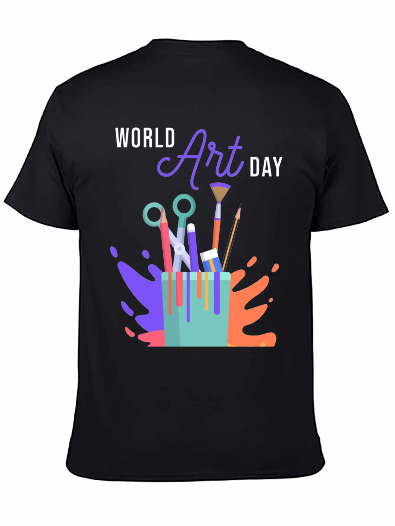 Let's Celebrate The Day, Art Day Unisex Short Sleeve Soft Cotton T-Shirt – Casual Everyday Wear